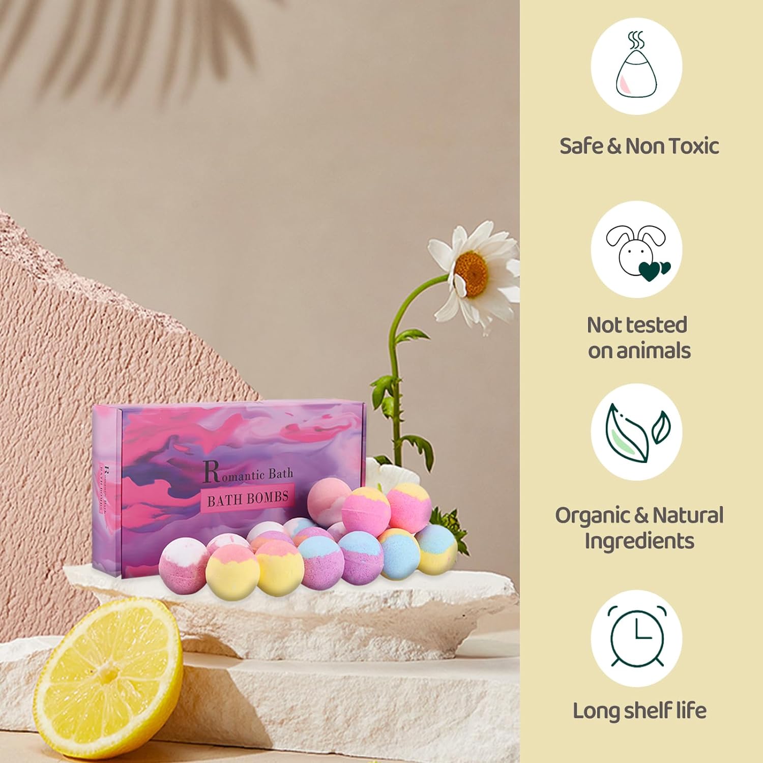 9-Pack Organic Bath Bombs: A Romantic Bath Time Gift with Natural Essential Oils for Women, Men, and Kids - Ideal for Stocking Stuffers and Christmas Gifts