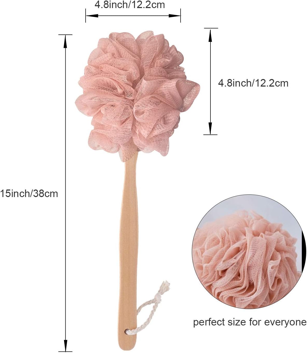RASDDER Loofah with Handle, Loofah on a Stick, Loofah Sponge with Handle, PE Soft Mesh Luffa, Exfoliating Luffa on a Stick for Men and Women
