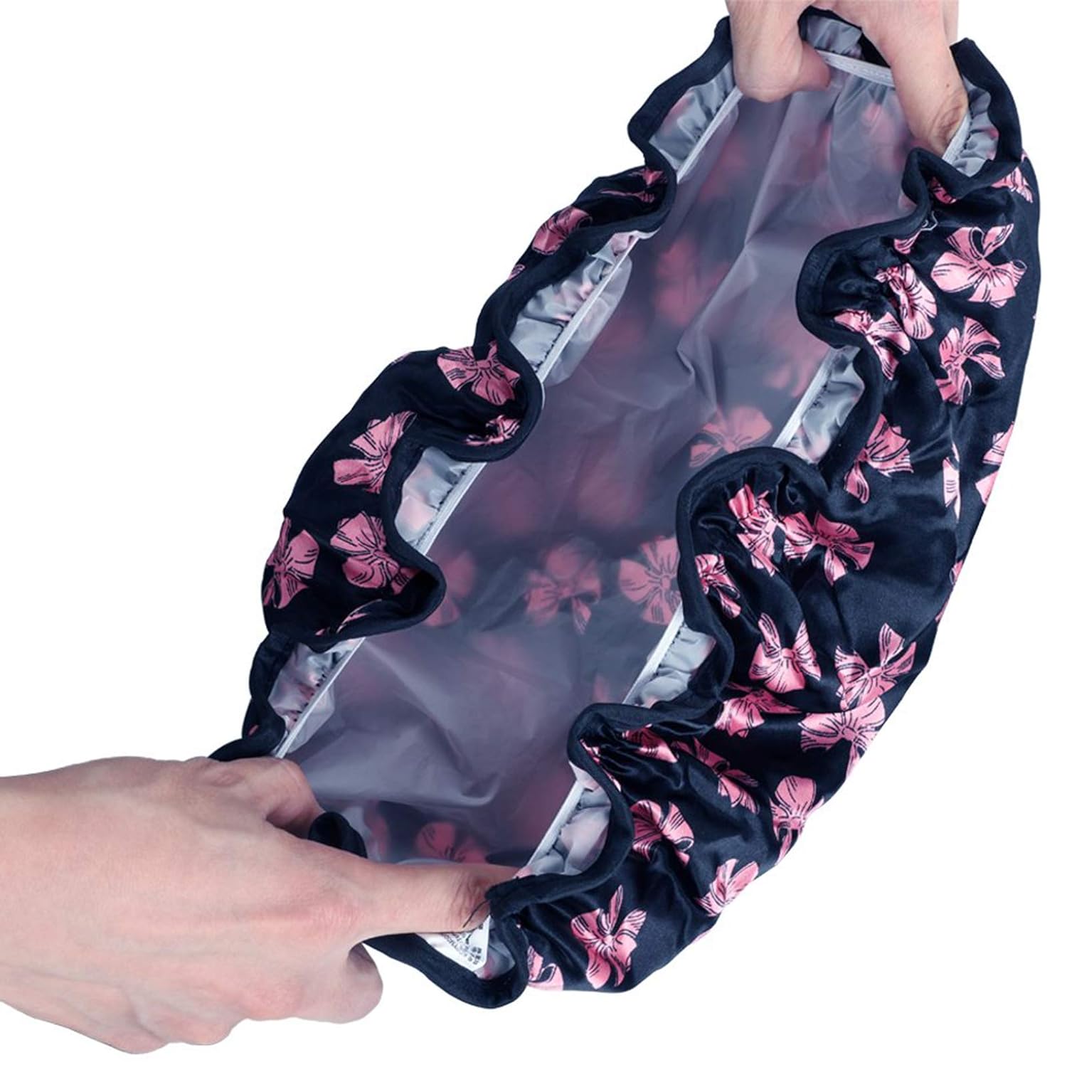 KissDate 3 Packs Double layer Shower Cap Waterproof Elastic Bath Cap for Women Shower Spa Salon