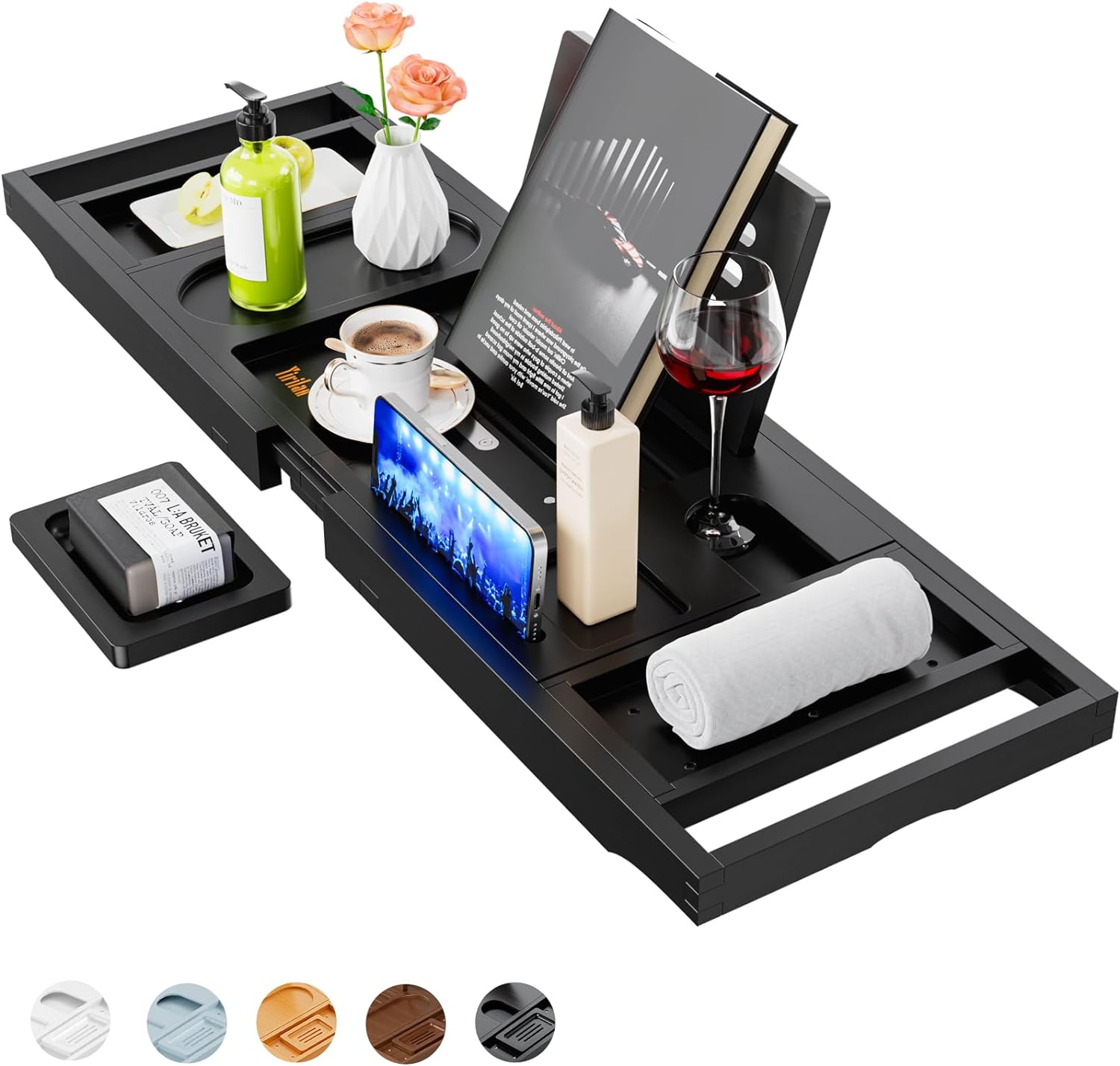 Yirilan Premium Bathtub Tray Caddy - Expandable Bath Tray - Unique House Warming Gifts, New Home, Anniversary & Wedding Gifts for Couple, Bridal Shower Gift for Women