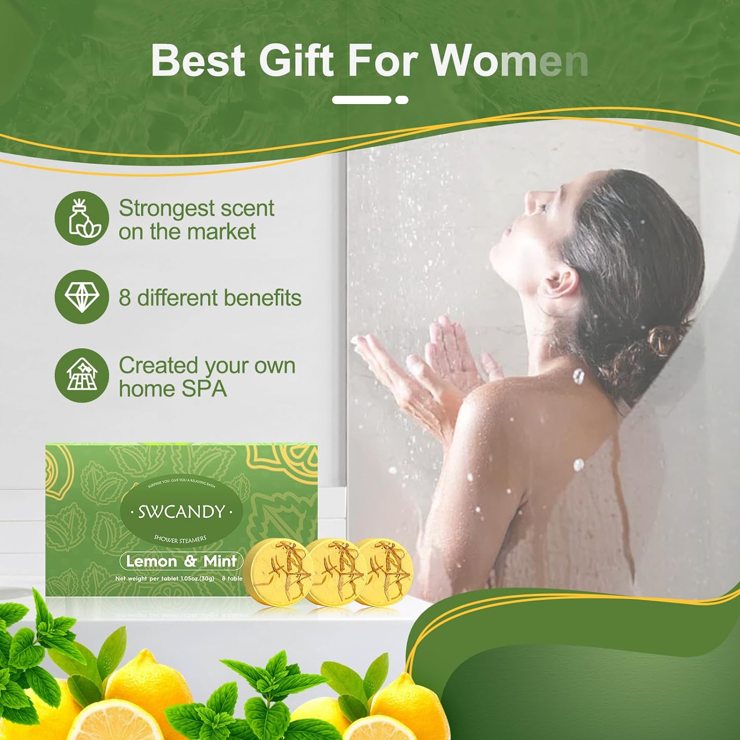 Aromatherapy Shower Steamers Valentines Day Gifts for her - Swcandy 8 Pcs Bath Bombs Valentine's Day Gifts for Women, Shower Bombs Self Care with Essential Oils, Relaxation Home SPA Lavender