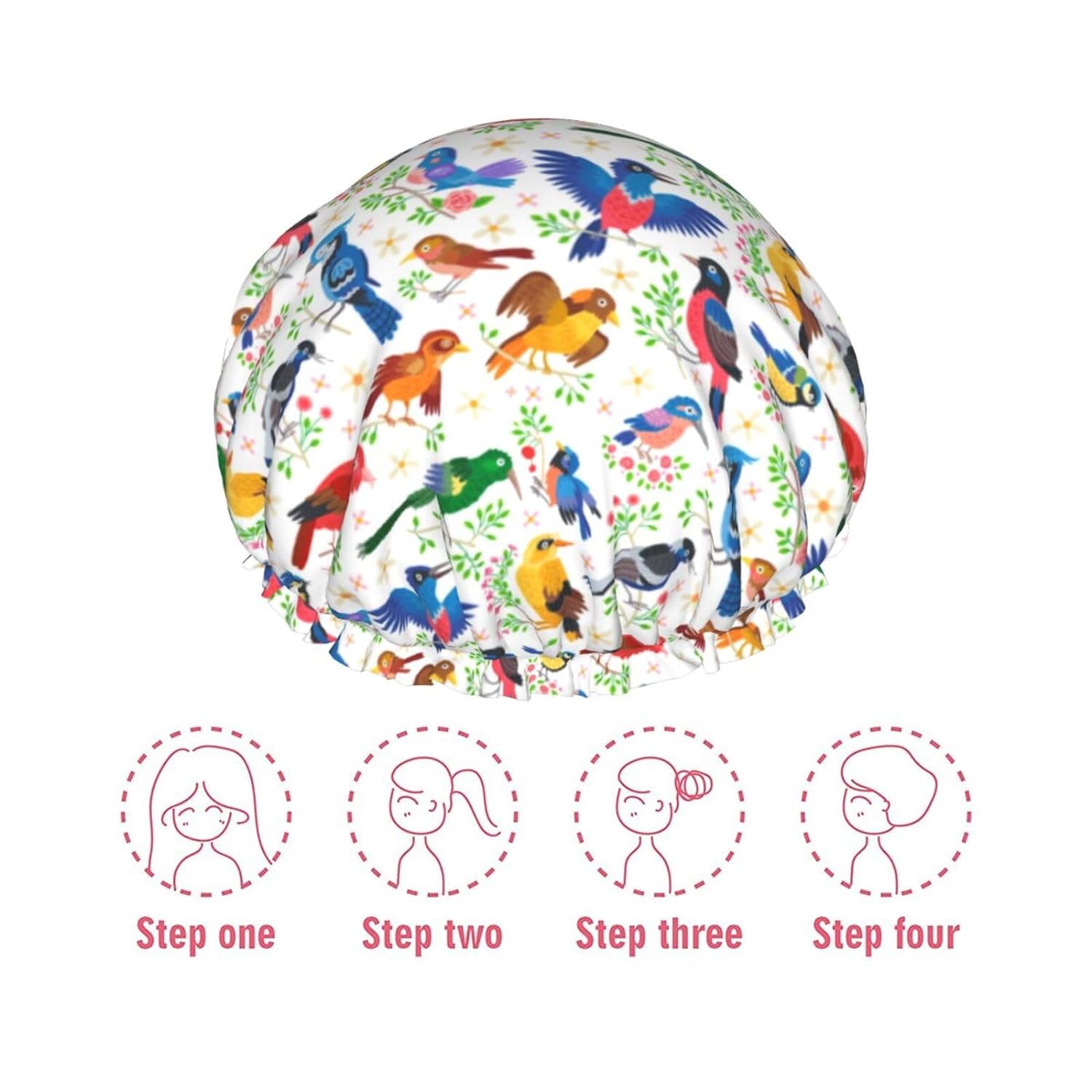 Rubber Ducks Shower Cap For Women Reusable Waterproof Double Layers Bath Cap Hair Protection Elastic Ladies Spa Salon Shower Hat