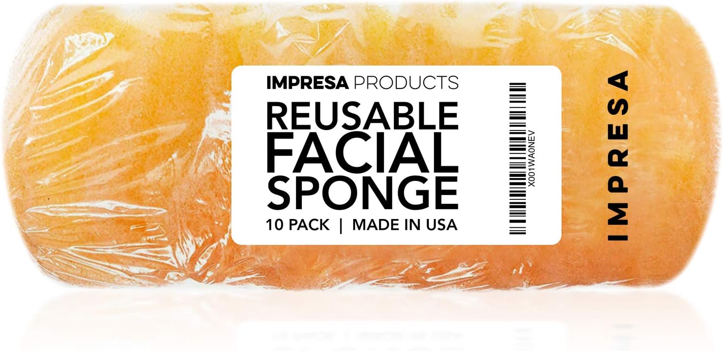 10 Pack Facial Sponge for Daily Cleansing and Gentle Exfoliating - Buff Exfoliating Facial Sponge Pads for Removing Dead Skin, Dirt, and Makeup - Christmas Gifts for Women - Made in The USA
