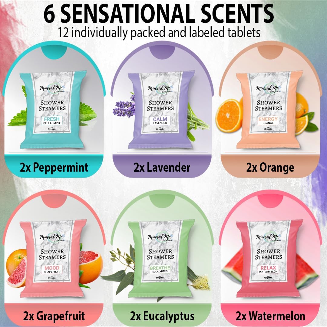 Shower Bombs Aromatherapy - Shower Steamers with Organic Oils for Vaporizing Steam Spa - Vapor Shower Tablets, Shower Melts - Self-Care Gifts for Women and Men, Valentine's Gift for Him/Her