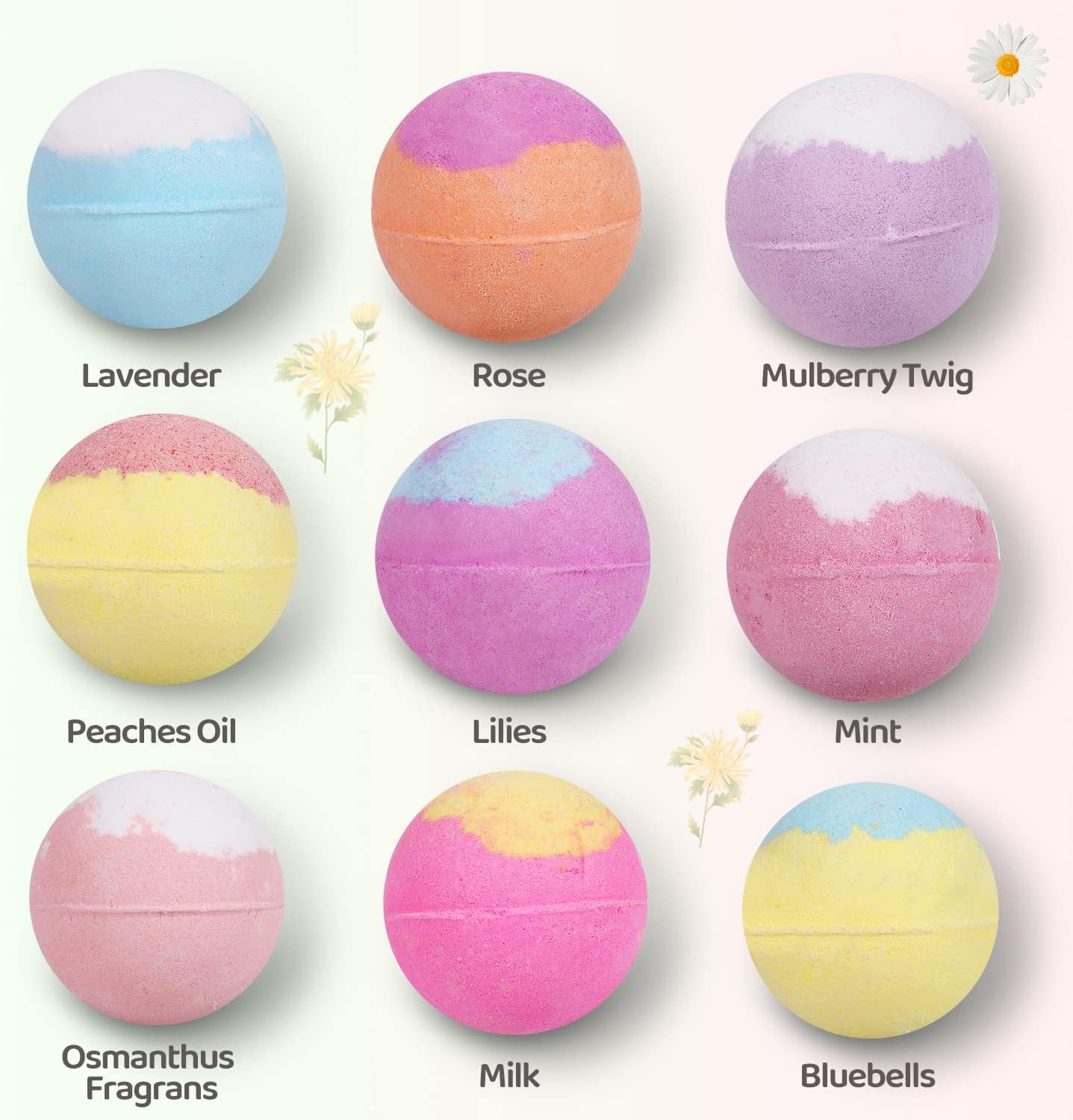 9-Pack Organic Bath Bombs: A Romantic Bath Time Gift with Natural Essential Oils for Women, Men, and Kids - Ideal for Stocking Stuffers and Christmas Gifts