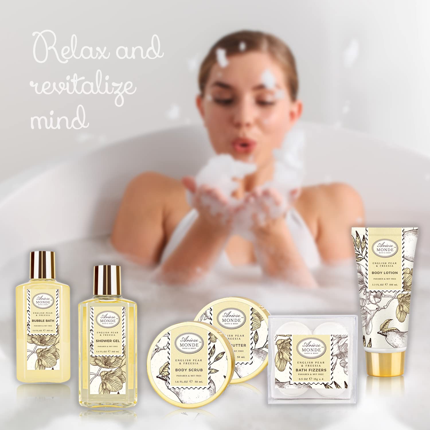 Home Spa Gift Basket, Bath Spa Kit for Women, with Body Lotion, Shower Gel, Bubble Bath, Body Scrub, Bath Salt, Bath Bomb, Bath Gift Set for Mother, Wife Her, with Magnolia and Jasmine Scent