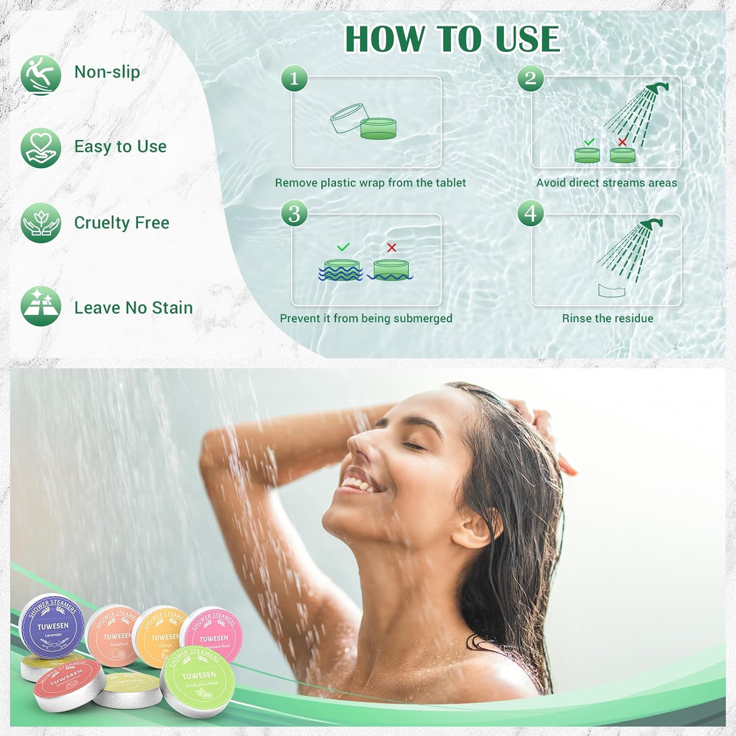 TUWESEN Shower Steamers Aromatherapy, SPA Kit, 8 PCS Shower Steamers for Women, Shower Bombs with Essential Oils-Self Care & Relaxation Birthday Gifts for Women and Men. Purple Romantic Set