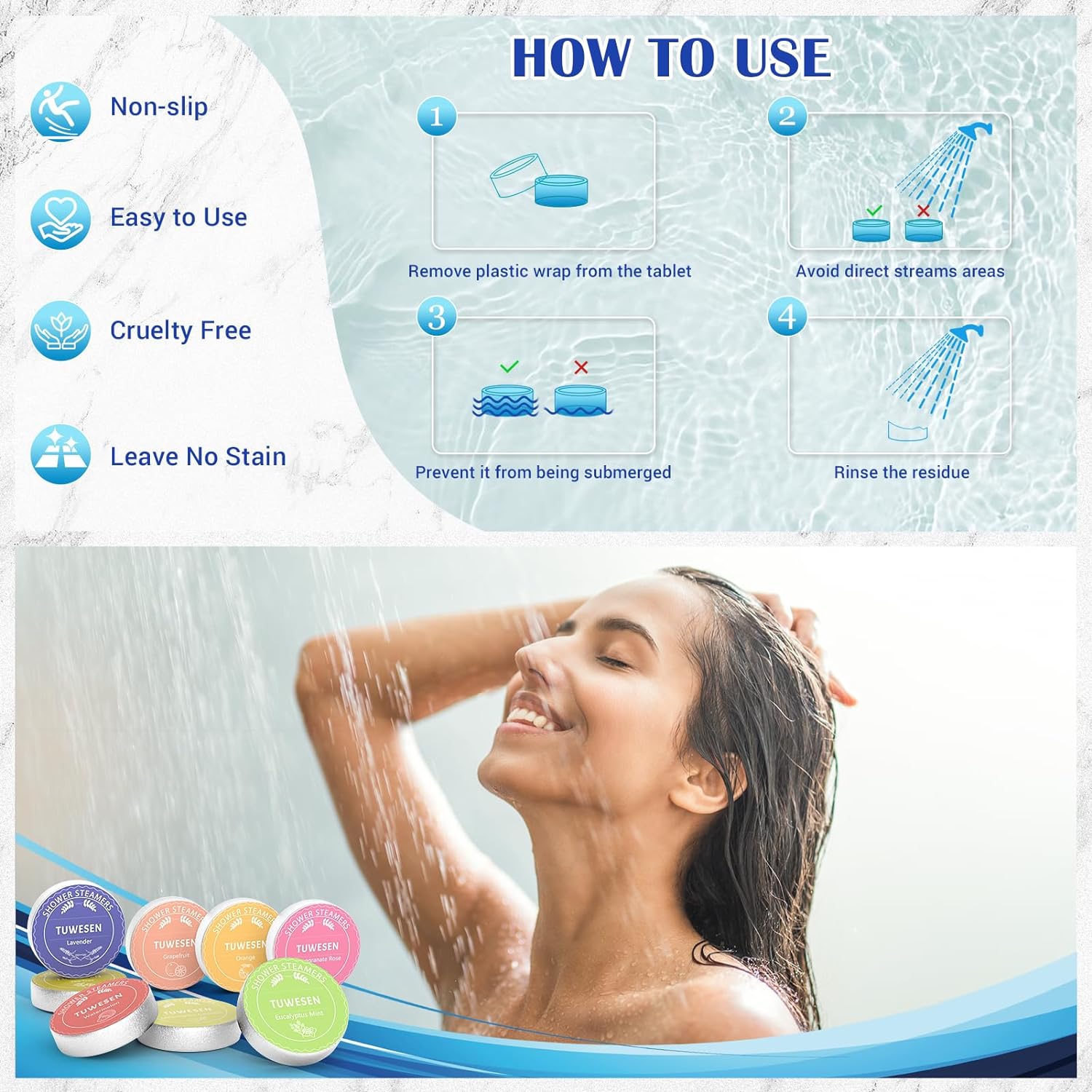 TUWESEN Shower Steamers Aromatherapy, SPA Kit, 8 PCS Shower Steamers for Women, Shower Bombs with Essential Oils-Self Care & Relaxation Birthday Gifts for Women and Men. Purple Romantic Set