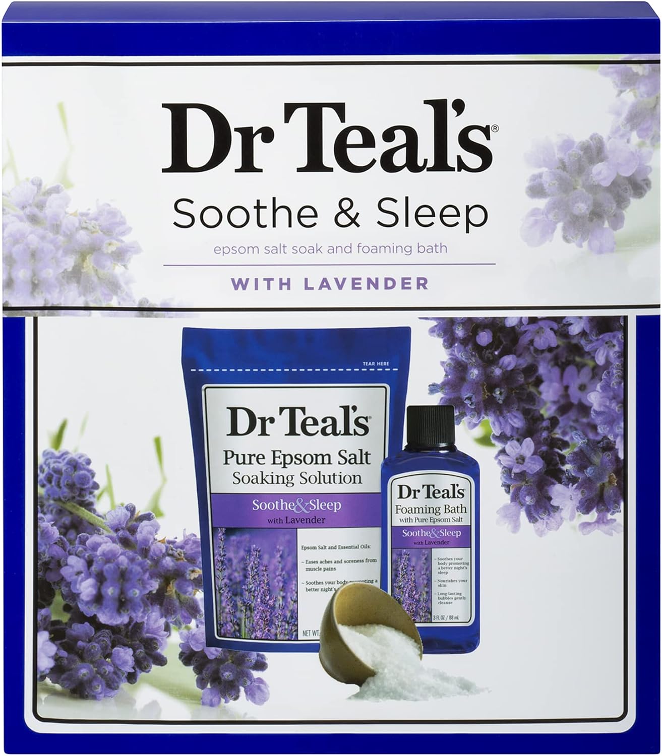 Dr Teal's Soothe & Sleep With Lavender Epsom Salt 11oz, Foaming Bath 3oz, Body Wash 3oz, Body Lotion 1oz, Gift Set