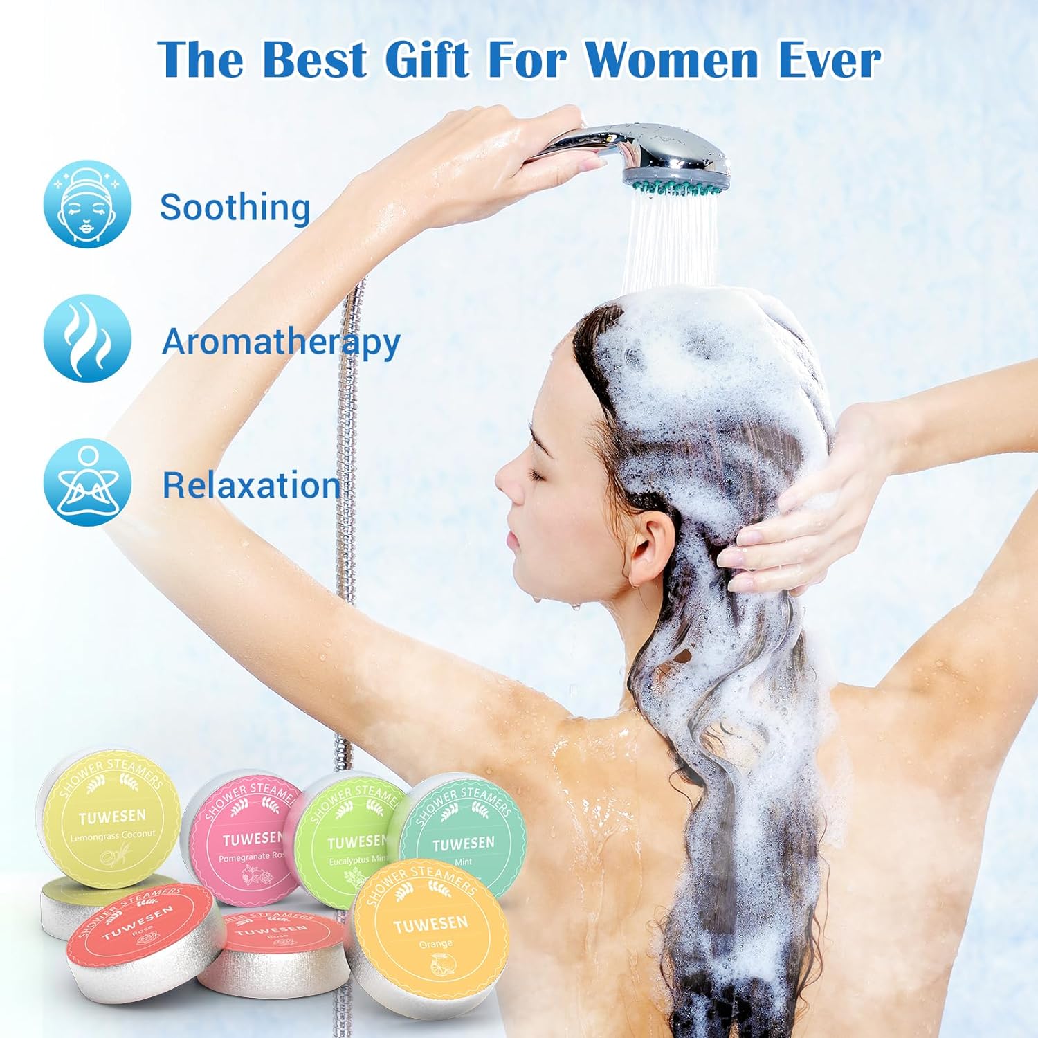 TUWESEN Shower Steamers Aromatherapy, SPA Kit, 8 PCS Shower Steamers for Women, Shower Bombs with Essential Oils-Self Care & Relaxation Birthday Gifts for Women and Men. Purple Romantic Set