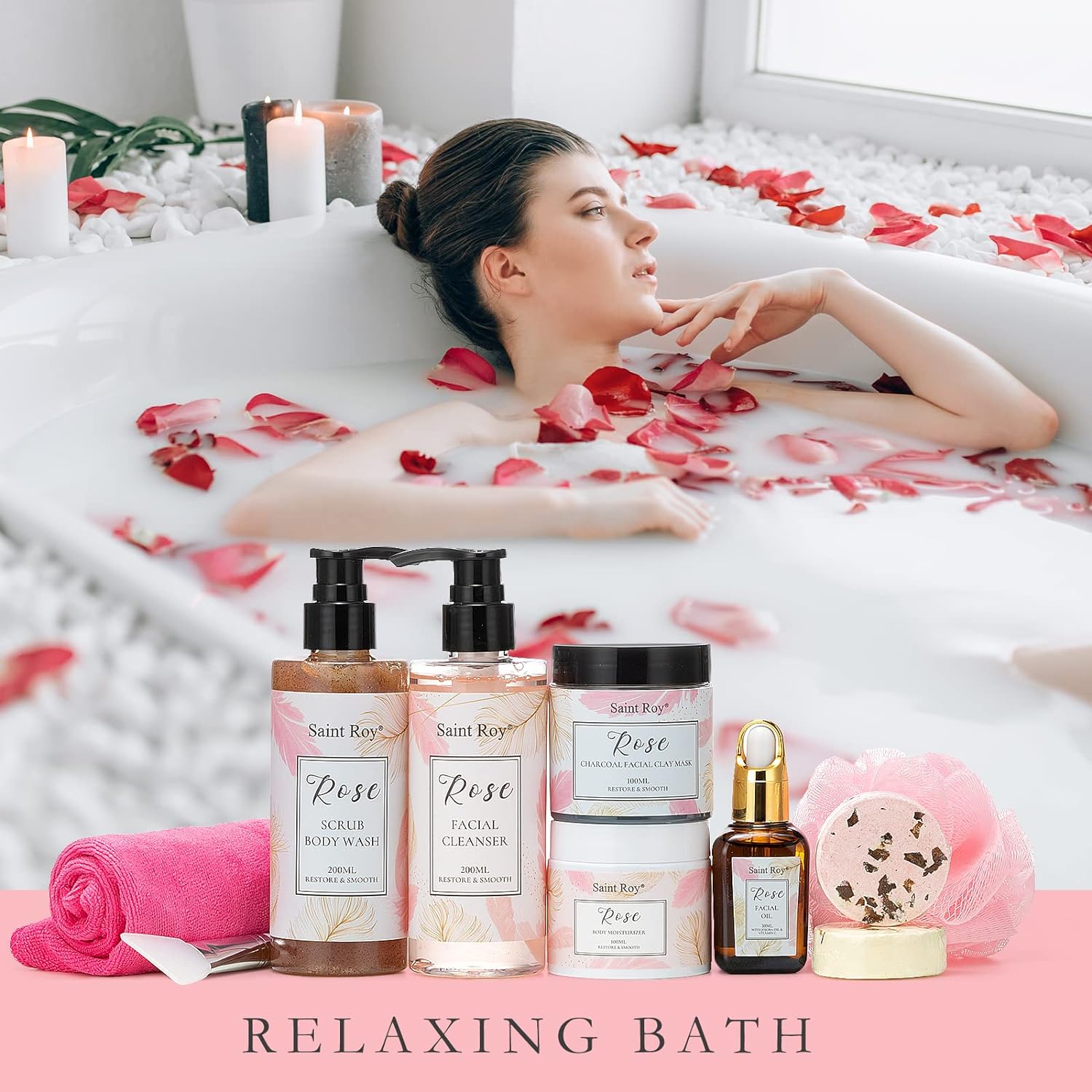 Facial Skin Care Set & Bath Spa Kit, Bath and Body At Home Spa Kit, Mothers Day Gifts Ideas, Spa Gifts for Women, Self-care Gift, Skin Care Collection