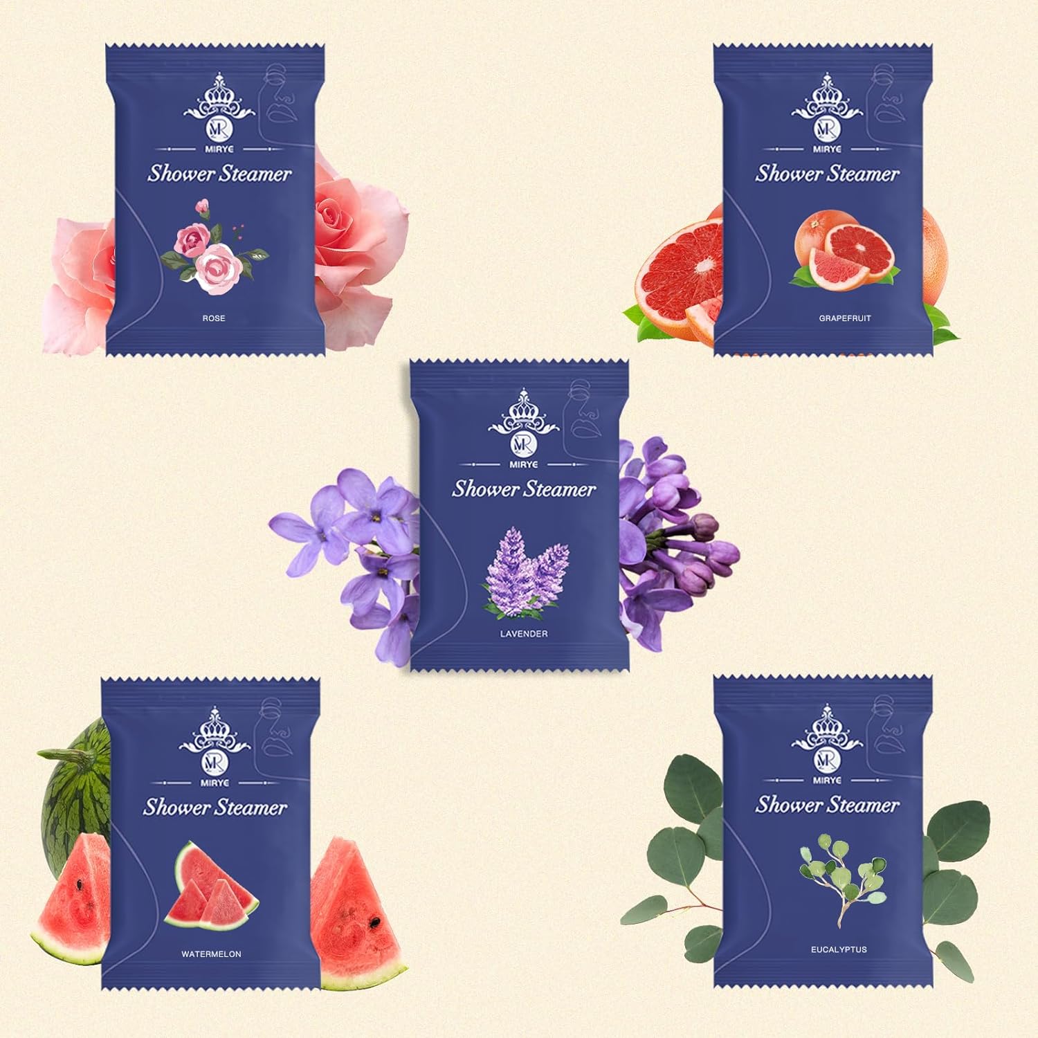 MR MIRYE Shower Steamers Aromatherapy 10 XL - Shower Bombs Organic with Essential Oils, New Year Gifts Stocking Stuffers, Self Care Home SPA Birthday Gifts for Women Men Girl Friend