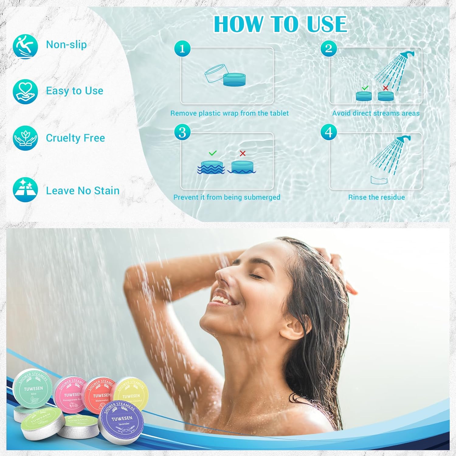 TUWESEN Shower Steamers Aromatherapy, SPA Kit, 8 PCS Shower Steamers for Women, Shower Bombs with Essential Oils-Self Care & Relaxation Birthday Gifts for Women and Men. Purple Romantic Set