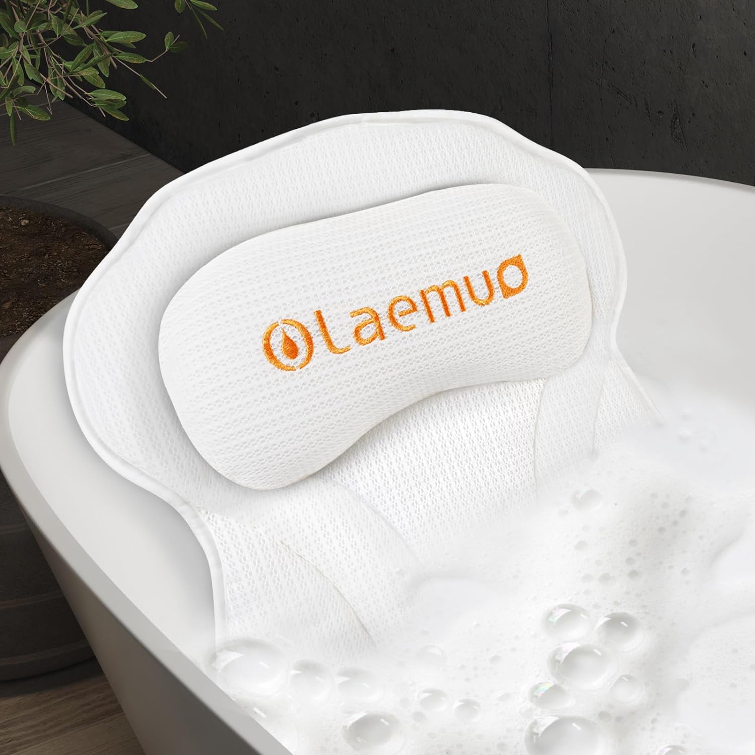 Olaemuo Bath Pillow Ergonomic Bathtub Pillow, Bath Bathtub Pillows for Tub for Head and Neck Mesh Bath Tub Pillow Headrest Luxury Bath Tub Shower Pillow for Bubble Bath with 6 Suction Cups-Light Green