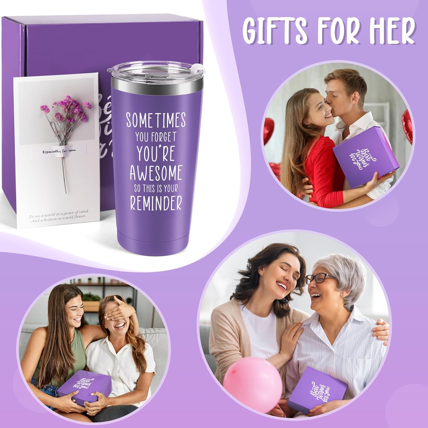 Jekeno Birthday Gifts for Women Girls - Christmas Gifts for Her Presents for Mom Wife Sister Bestie Friends Girlfriend Teacher Nurse Relaxing Spa Basket Box Gift Set Female Mug Tumbler