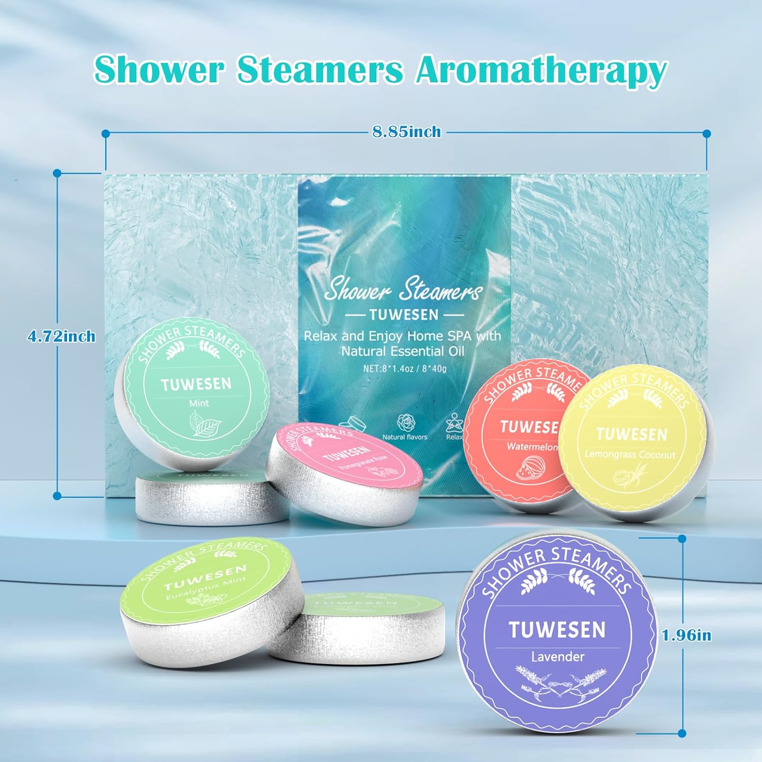 TUWESEN Shower Steamers Aromatherapy, SPA Kit, 8 PCS Shower Steamers for Women, Shower Bombs with Essential Oils-Self Care & Relaxation Birthday Gifts for Women and Men. Purple Romantic Set