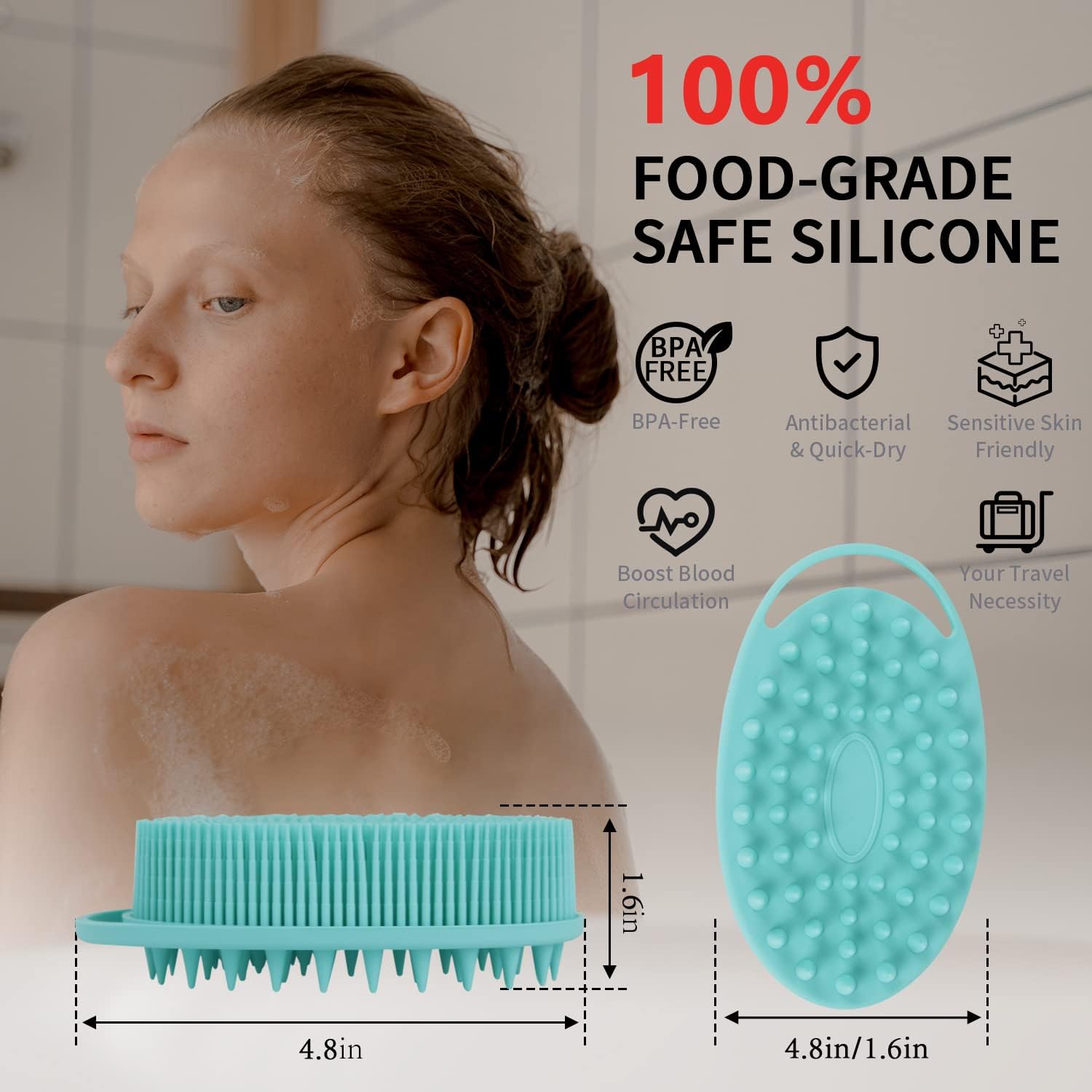 Silicone Body Scrubber, Silicone Loofah, Body Wash Scrubber, Body Scrub Brush, Body Scrubbers for Use in Shower, Silicone Loofah Body Scrubber, Exfoliating Body Scrubber Mens Women, Gifts for Mens