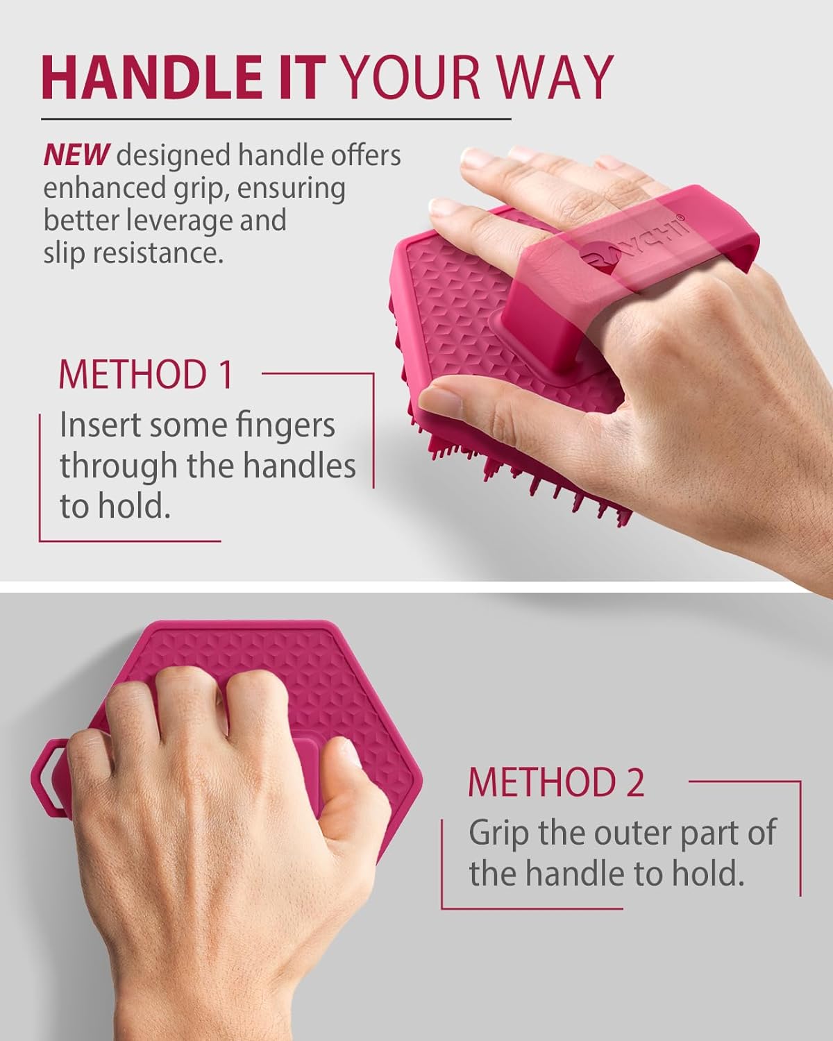 Silicone Body Scrubber for Men & Women, Exfoliating Body Scrubber in Shower, Gentle & Effective Bathroom Silicone Loofah with Easily Lather Bristles and Anti-slippery Handles for All Skin Types (1pcs)