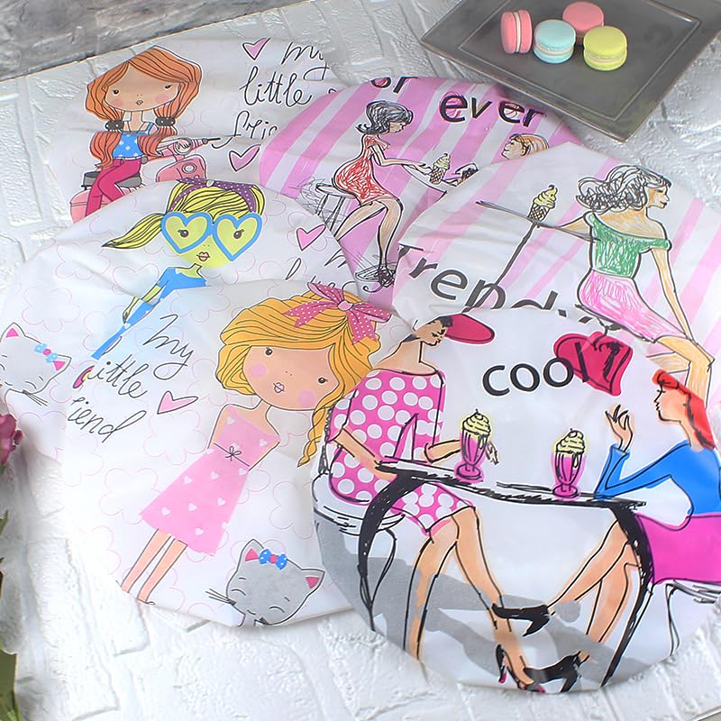 4Pcs Shower Caps, Waterproof Bath Caps Plastic Reusable Shower Caps Elastic Band Bath Hair Caps for Women Kids (P-3)