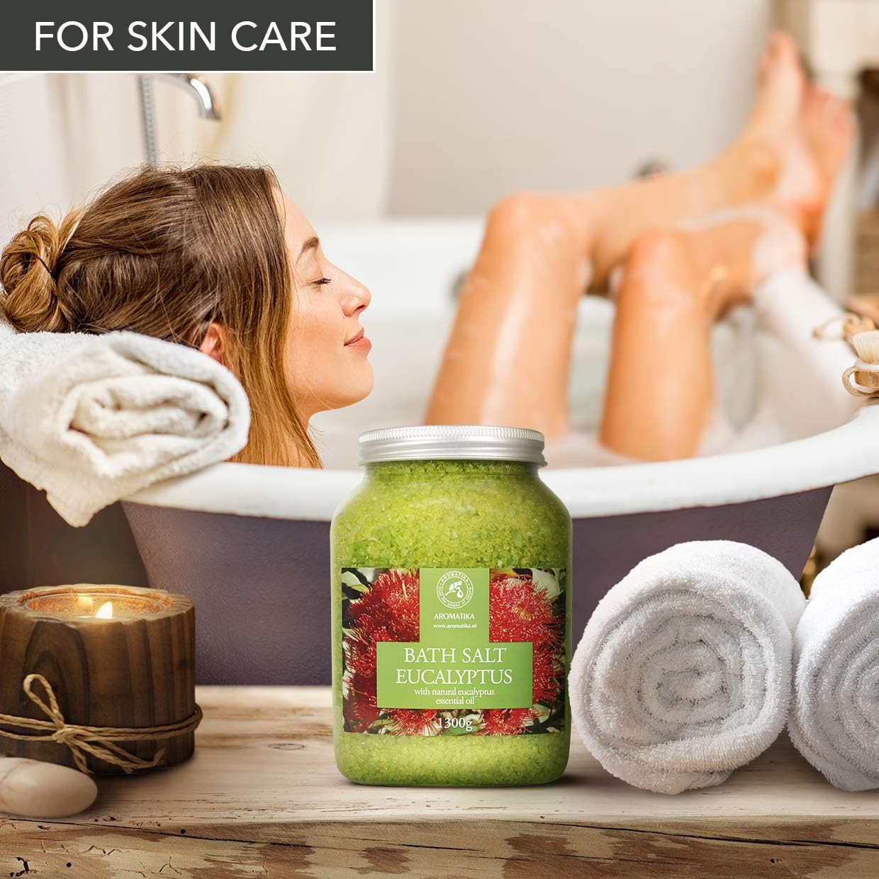 Sea Salt Eucalyptus with Natural Eucalyptus Essential Oil 46 Oz - Eucaliptus Bath Salts - Best for Good Sleep - Stress Relief - Beauty - Relaxing - Bathing - Body Care