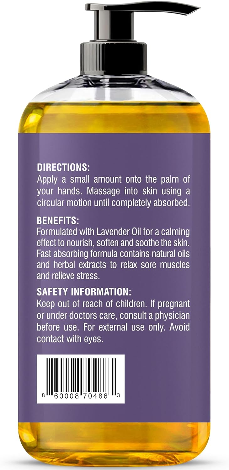 MYSTÉRE BEAUTÉ Sore Muscle Massage Oil for Massage Therapy with Arnica - Relaxing, Warming, Eases Muscle Soreness & Stiffness - Moisturizes Skin - Premium-Quality - 8 fl oz