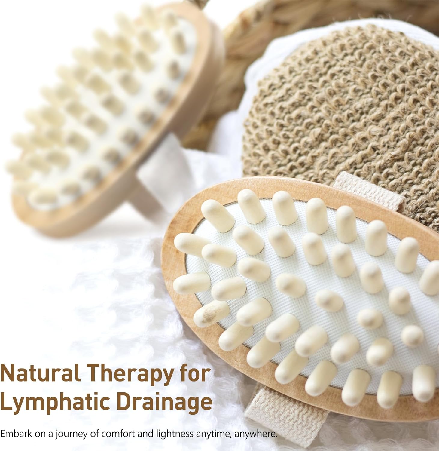 Kootinn 2 Pack Natural Wooden Anti Cellulite Massager Wood Hand-Held Massager Body Brush Muscle Relax Sauna Spa Head Massage Brush