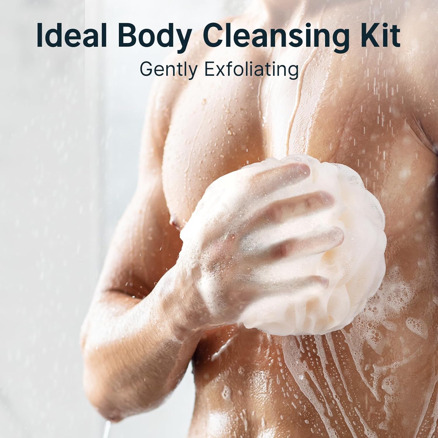 AmazerBath Loofah Sponge, Shower Loofah for Men and Women - Body Scrubber Loofa Set of 3 Classic Black & White Edge, Bath Sponge 60g/PCS