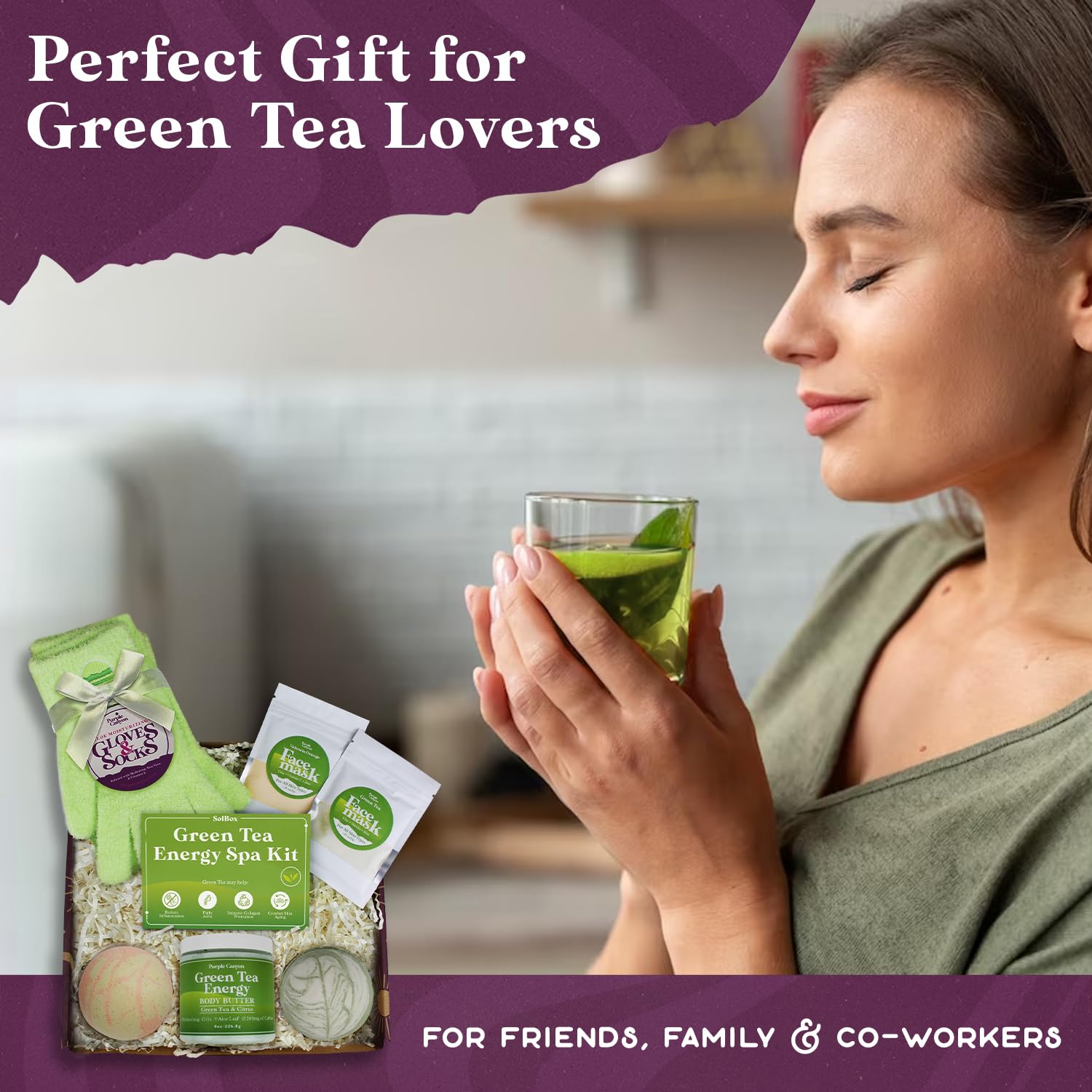 Purple Canyon Mystic Spa Box | 7 Piece Full Size Lavender Spa Kit for Self Care | Bath and Body Gifts for Women