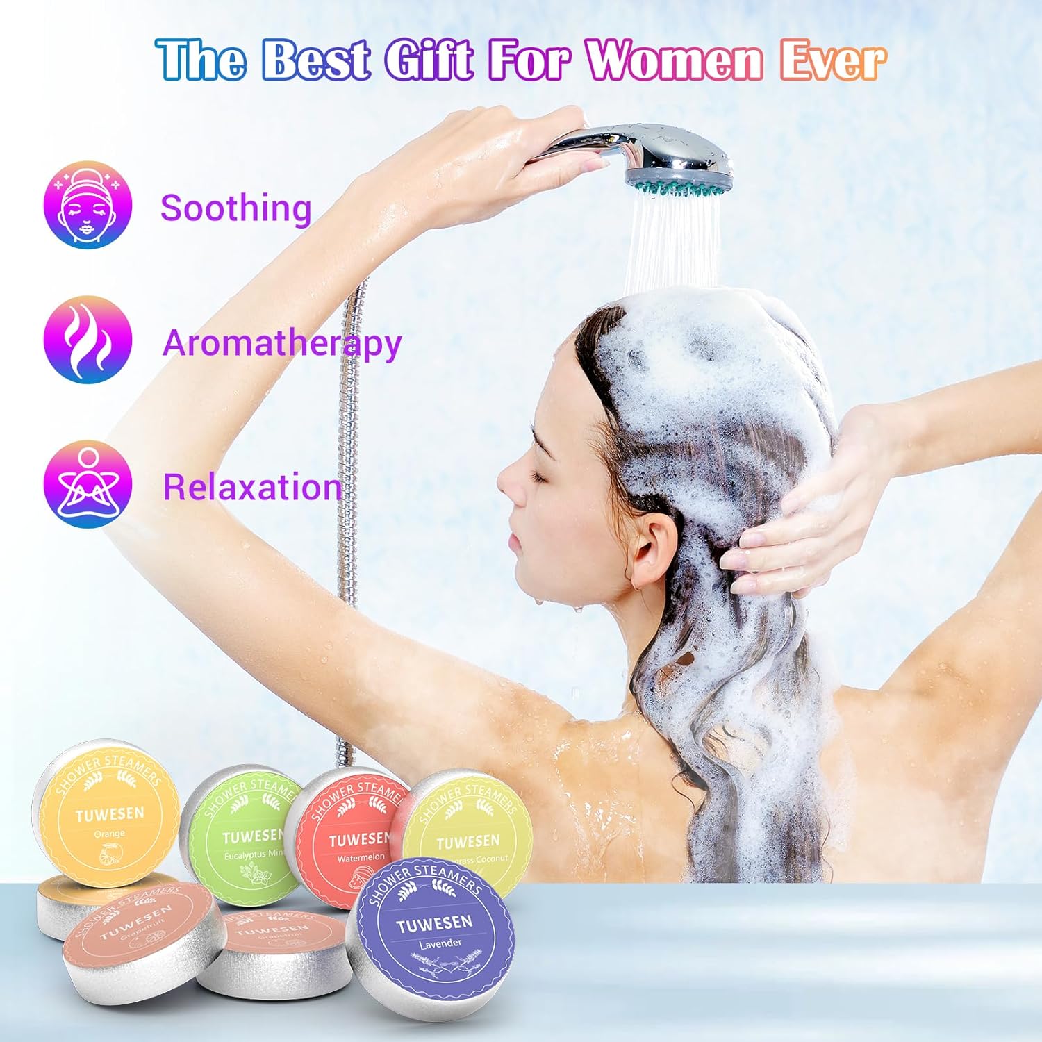 TUWESEN Shower Steamers Aromatherapy, SPA Kit, 8 PCS Shower Steamers for Women, Shower Bombs with Essential Oils-Self Care & Relaxation Birthday Gifts for Women and Men. Purple Romantic Set