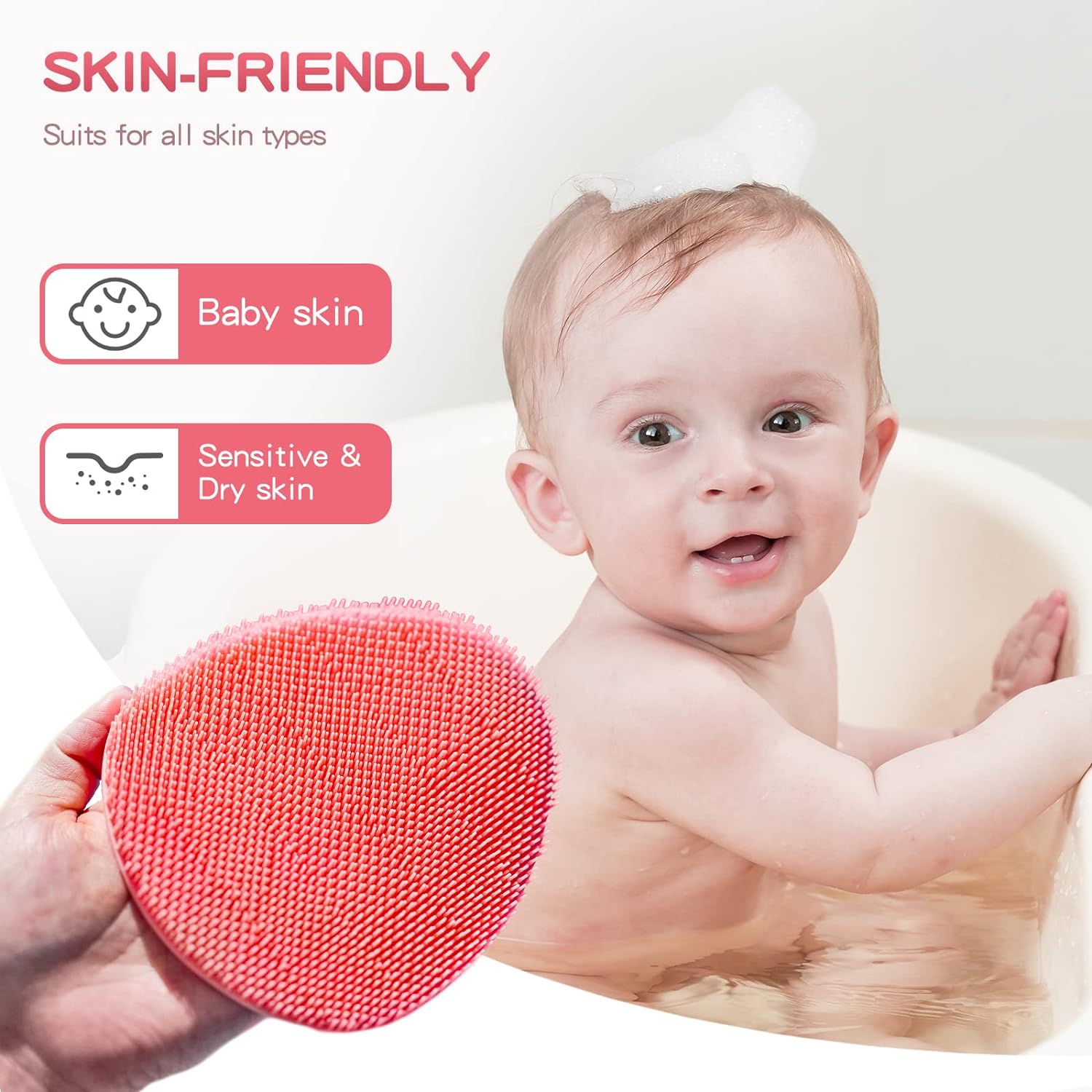 Manmihealth Silicone Back Scrubber(Thick Bristles) & Soft Bath Glove Set, Super-Exfoliating Body Scrubber & Super-Lathering Shower Brush Combination, with a Free Hook.(Black)