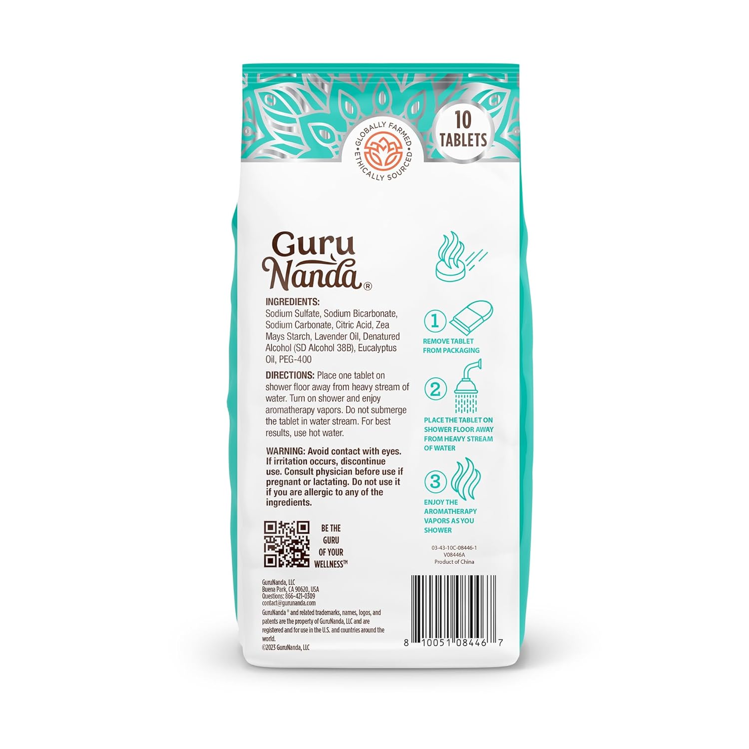 GuruNanda Breathe Shower Steamer Tablets (Pack of 10) - 100% Natural Eucalyptus Essential Oil helps with Congestion and Basil Supports Stress Relief & Mental Clarity - Perfect for Home Spa & Self Care