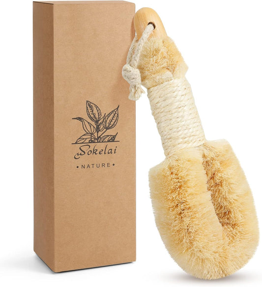 Dry Brushing Body Brush for Skin - Exfoliating Body Scrubber Brushes Natural Sisal Bristle for Lymphatic Drainage Cellulite Body Exfoliator for Bath Shower to Improve Circulation Stop Ingrown Hairs