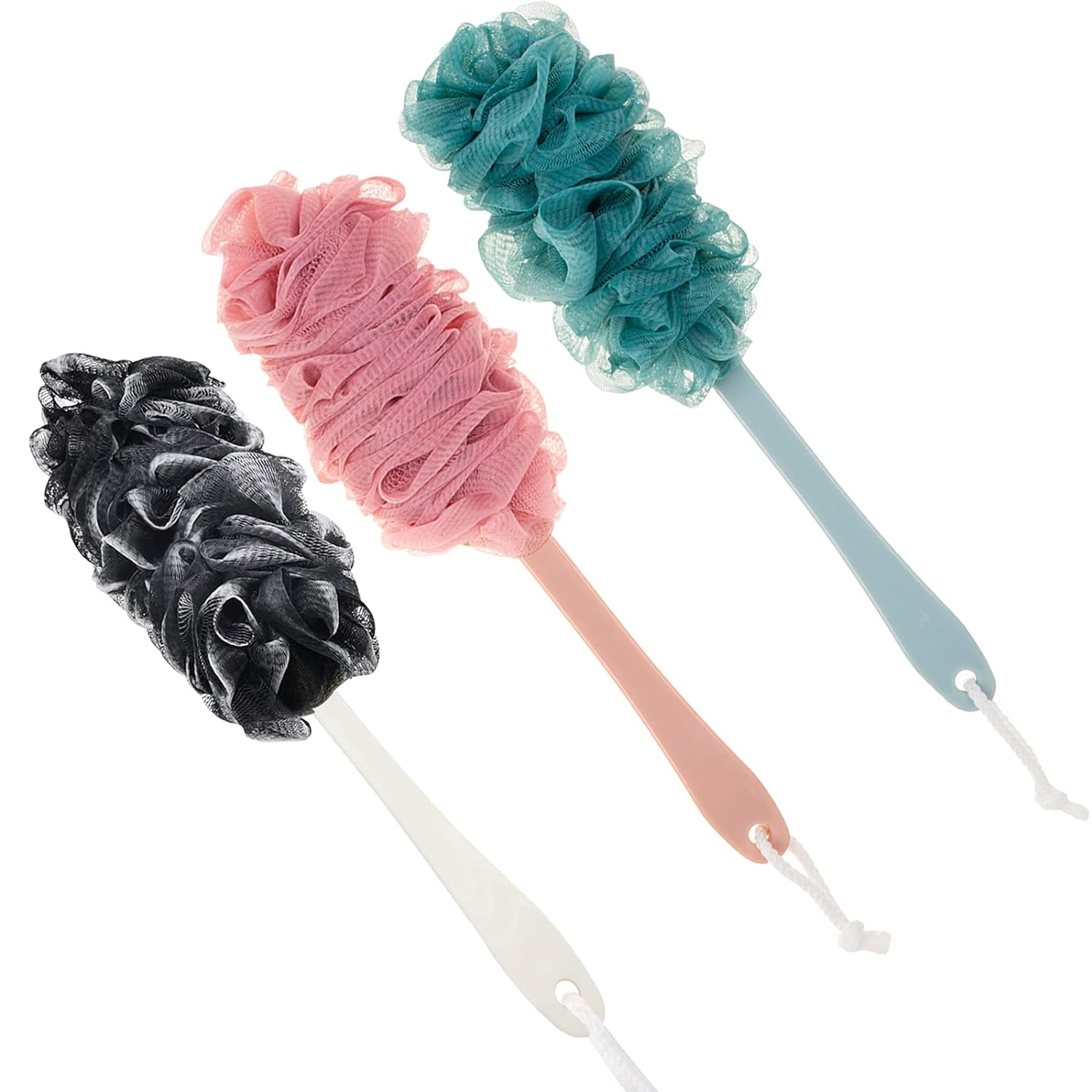 Arswin Back Scrubber for Shower, Loofah Long Handle Bath Body Brush, Soft Nylon Mesh Sponge On a Stick for Shower Men Women Kids Elderly, Exfoliating Scrub Cleaning Luffa for All Kinds of Skin(Blue)