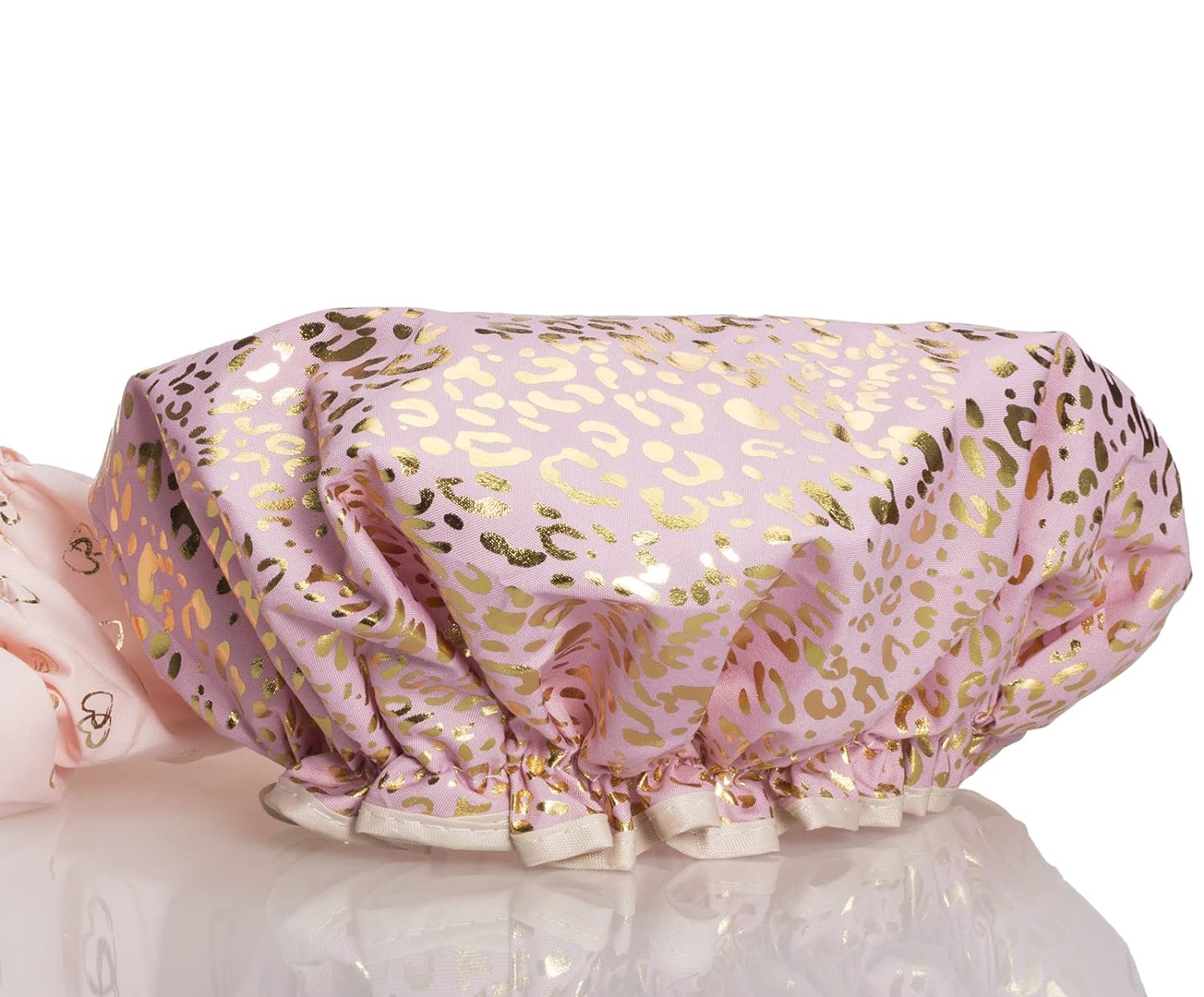 Qeuly 2 Pack Waterproof Shower Cap, Reusable Shower Cap for Women, Elastic Bathing Shower Hat Double Layers Bathing Hair Cap PEVA Lined Shower Hair Bath Cap (Pink)