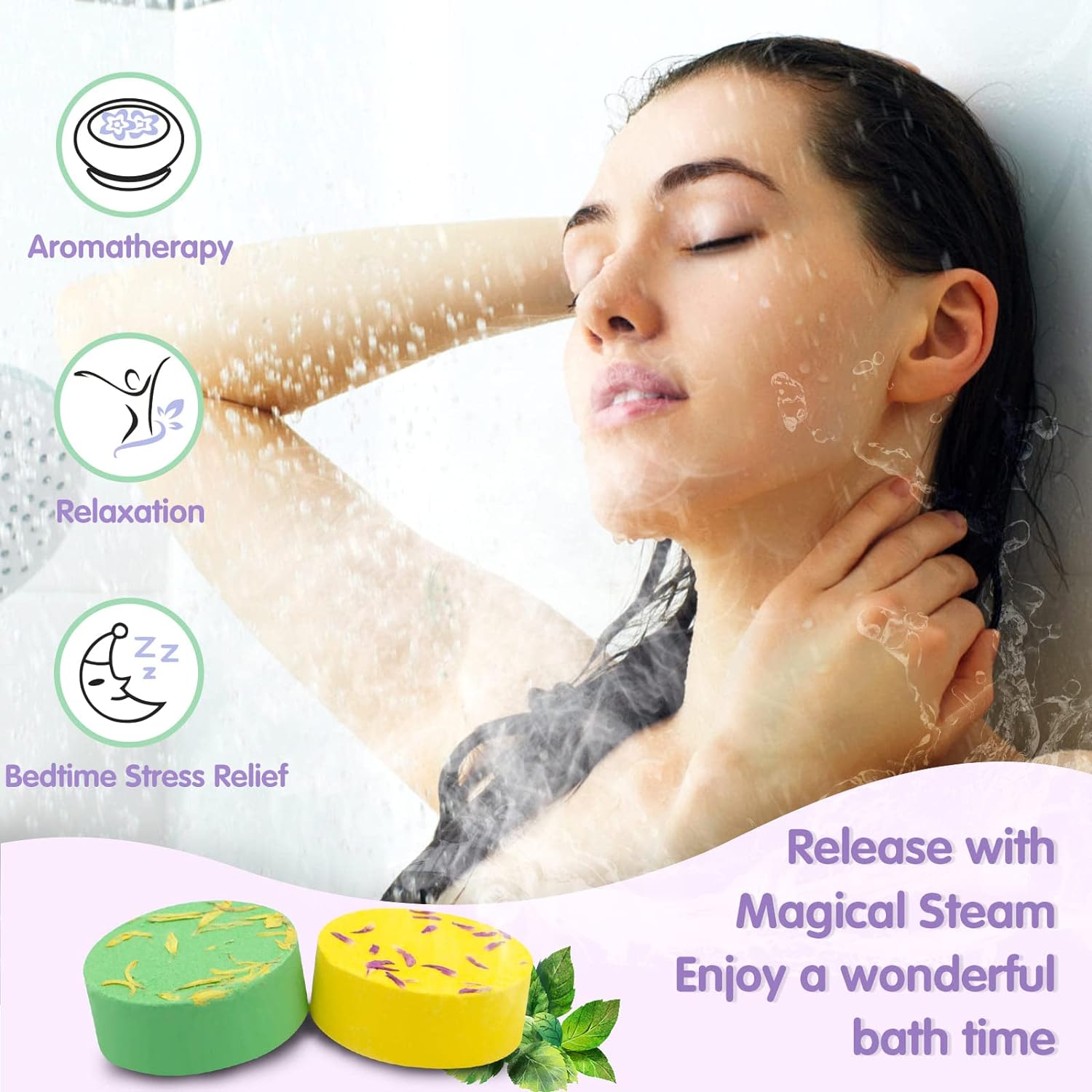 12PCS Aromatherapy Shower Bombs Stocking Stuffers for Women, Natural Essential Oil Shower Steamers Bulk, Stress Relief Self Care Gifts Christmas Gifts