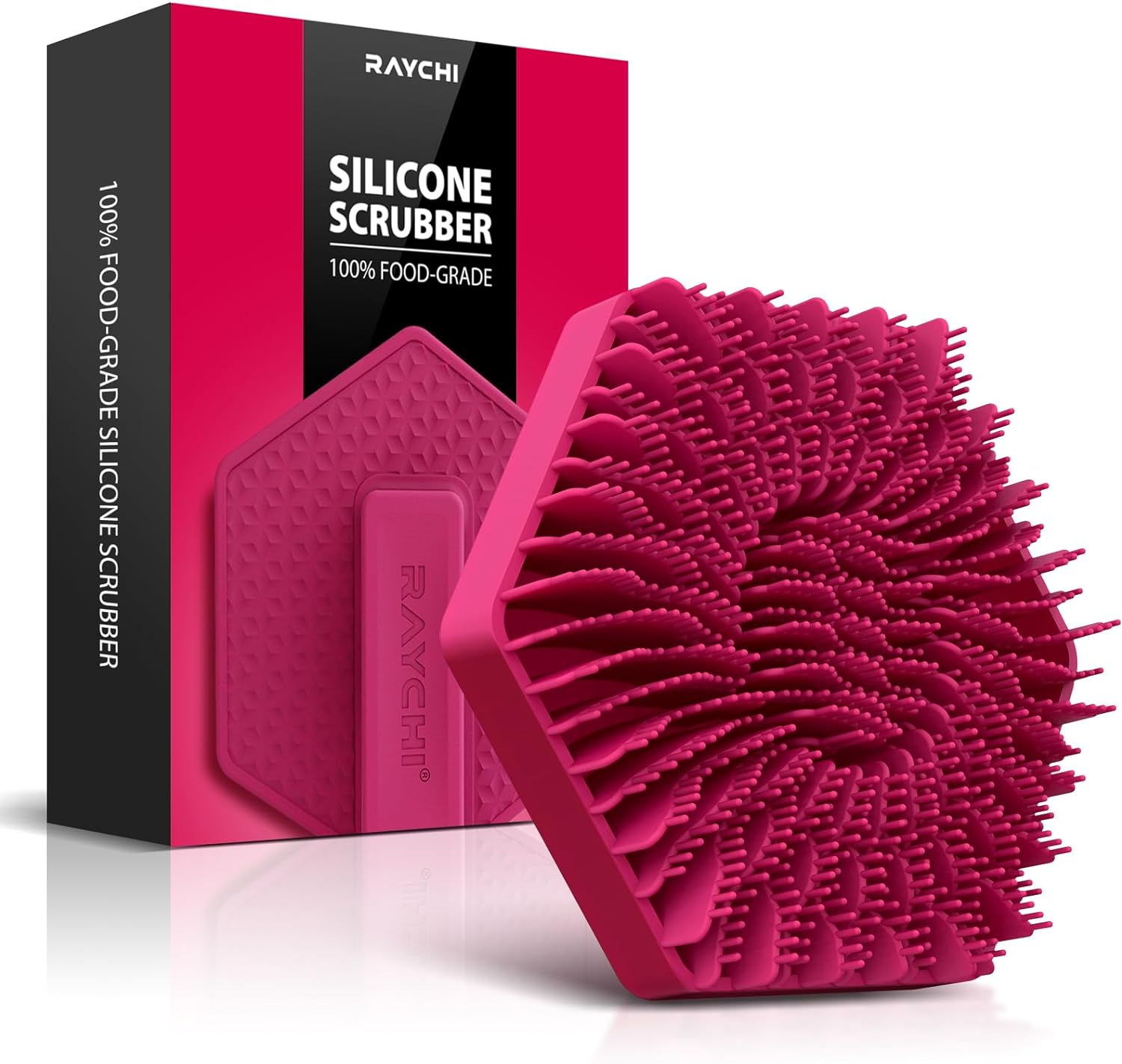 Silicone Body Scrubber for Men & Women, Exfoliating Body Scrubber in Shower, Gentle & Effective Bathroom Silicone Loofah with Easily Lather Bristles and Anti-slippery Handles for All Skin Types (1pcs)