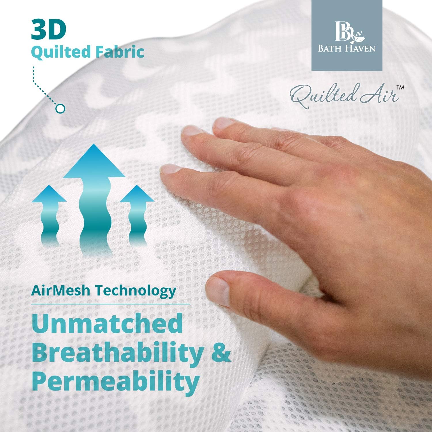 Bath Pillow Bathtub Pillow Back Neck Support Pillow, Spa Cushion for Tub, Relaxing Headrest Bath Pillow, Portable Washable Bathtub Accessories with 3D Air Mesh Thick Soft Bath Pillow, White