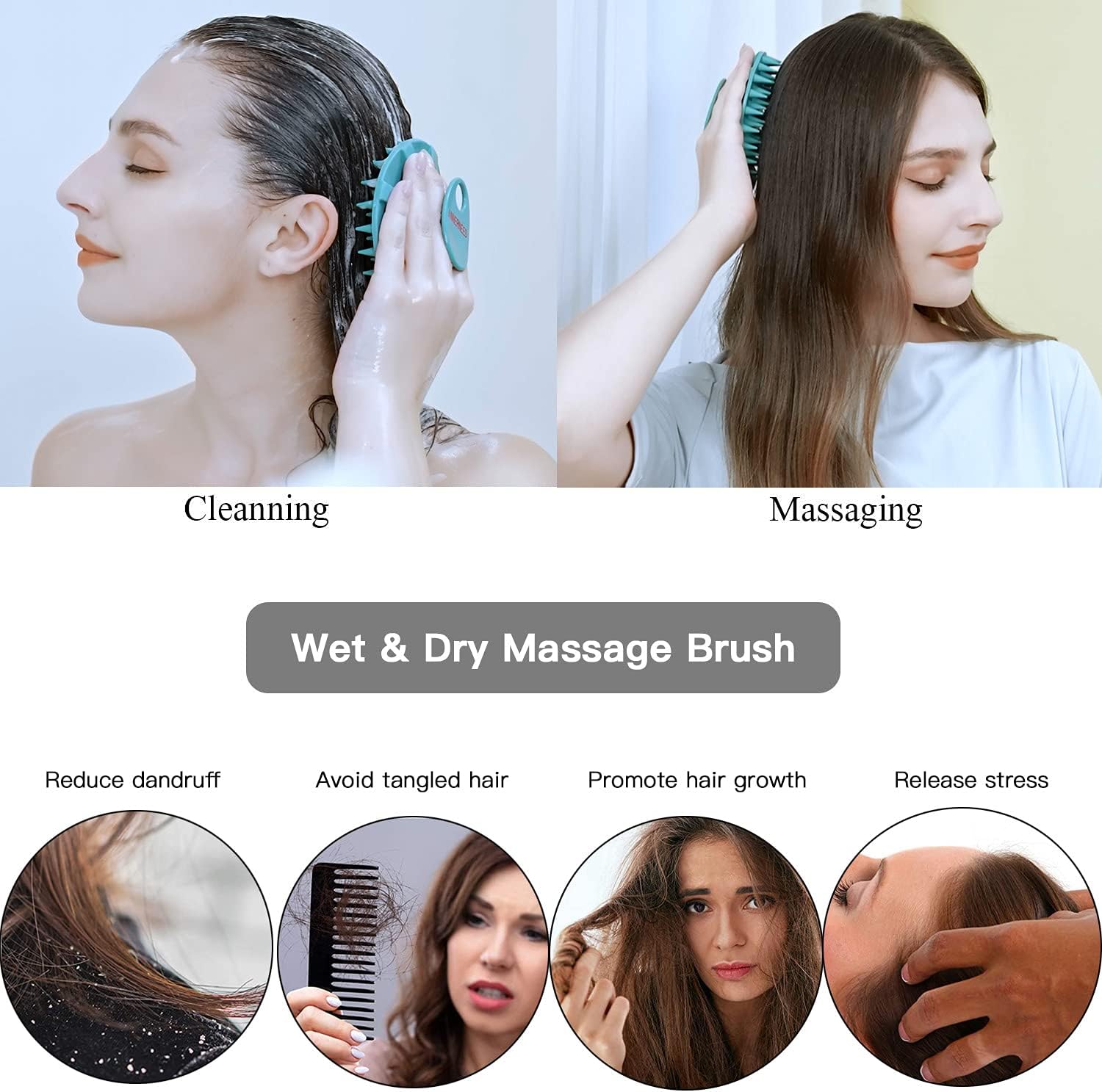 INNERNEED Food-Grade Soft Silicone Body Scrubber Shower Brush Handheld Cleansing Skin Brush, Gentle Exfoliating and Lather Well (Black)