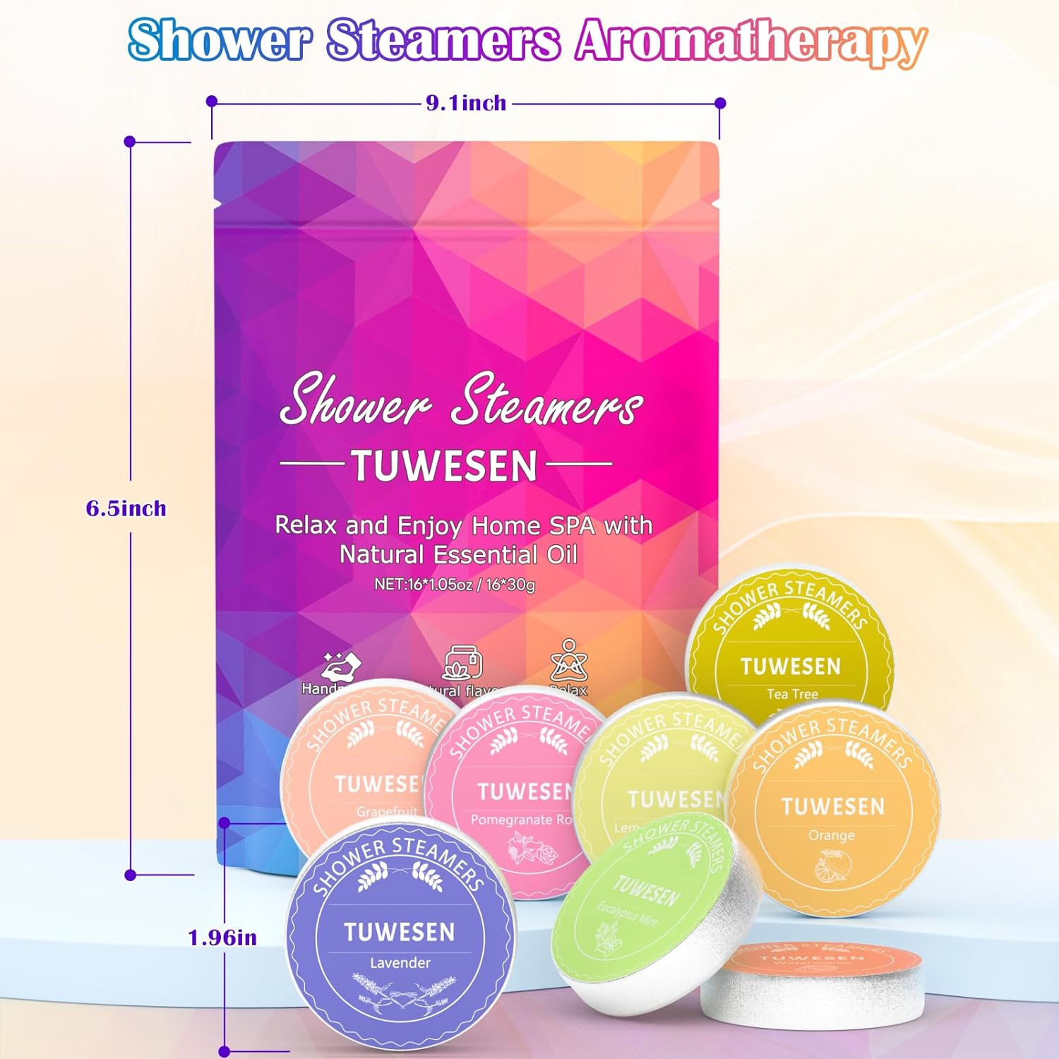TUWESEN Shower Steamers Aromatherapy, SPA Kit, 8 PCS Shower Steamers for Women, Shower Bombs with Essential Oils-Self Care & Relaxation Birthday Gifts for Women and Men. Purple Romantic Set