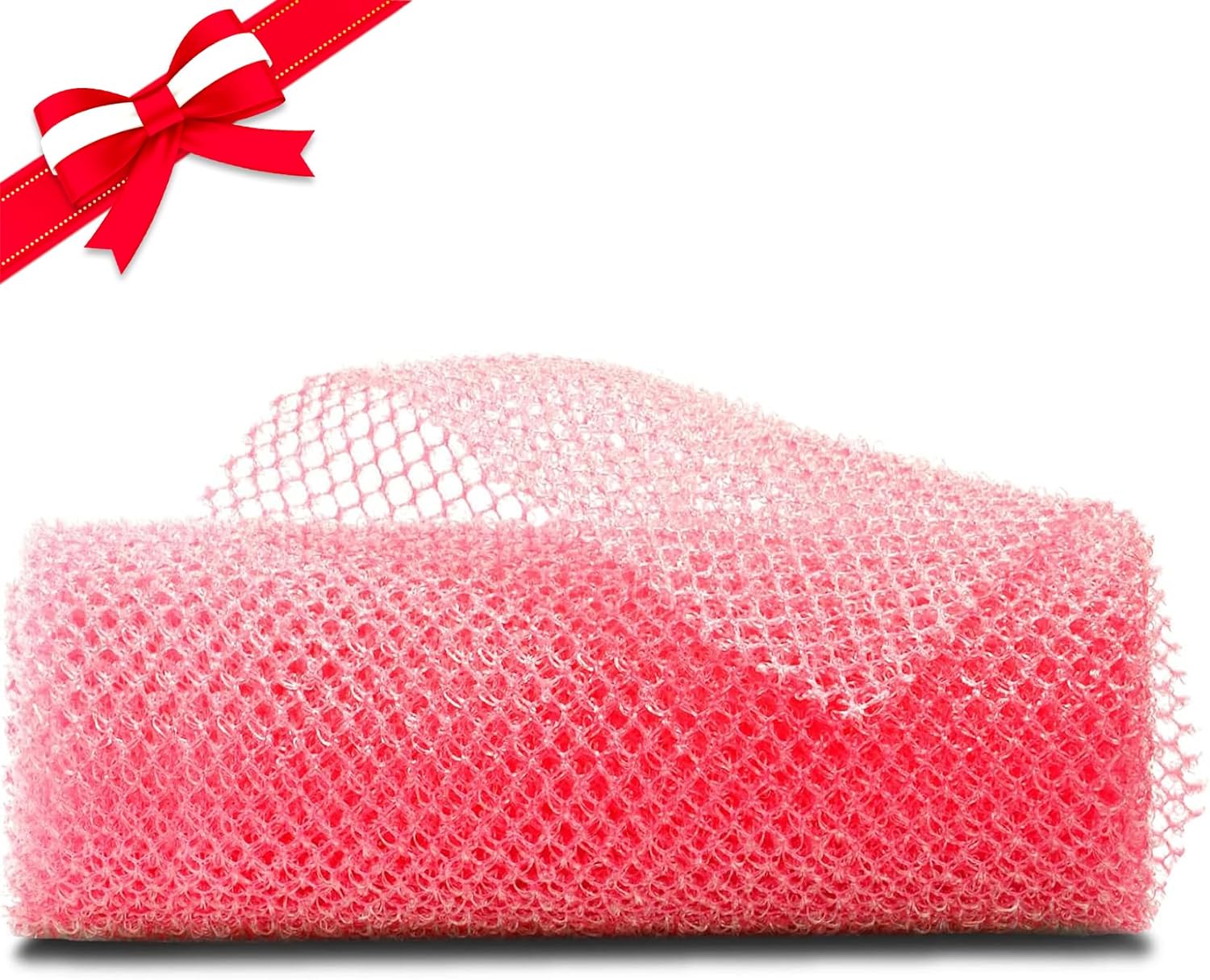 UJFQBH 3 Pieces African Bath Sponge African Net Long Net Bath Sponge Exfoliating Shower Body Scrubber Back Scrubber Skin Smoother,Great for Daily Use (Pink,Yellow,Purple)