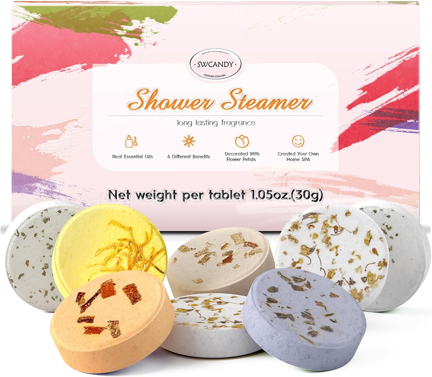 Aromatherapy Shower Steamers Valentines Day Gifts for her - Swcandy 8 Pcs Bath Bombs Valentine's Day Gifts for Women, Shower Bombs Self Care with Essential Oils, Relaxation Home SPA Lavender