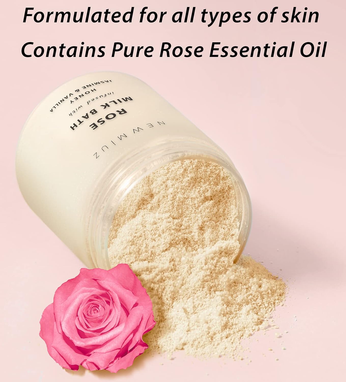 Calming Rose Coconut Milk Bath Soak Moisturize & Soften Skin Honey Jasmine Vanilla Destress Luxury Spa Bath Salt Powder Birthday Christmas Stress Relief Gifts for Women Perfect Stocking Stuffers