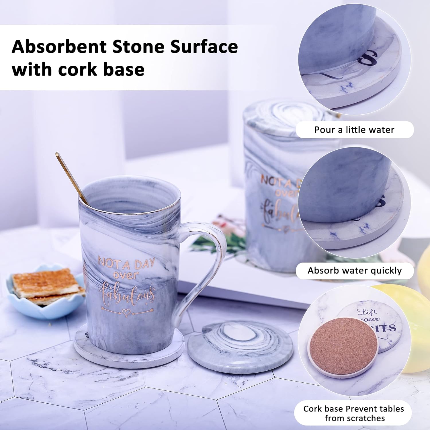 Jumway Not A Day Over Fabulous Mug Gifts Set- Birthday Gifts for Women - Funny Birthday Gift Ideas for Her,Friends, Coworkers, Her, Wife, Mom, Daughter, Sister, Aunt Ceramic Marble Mug 14 Oz