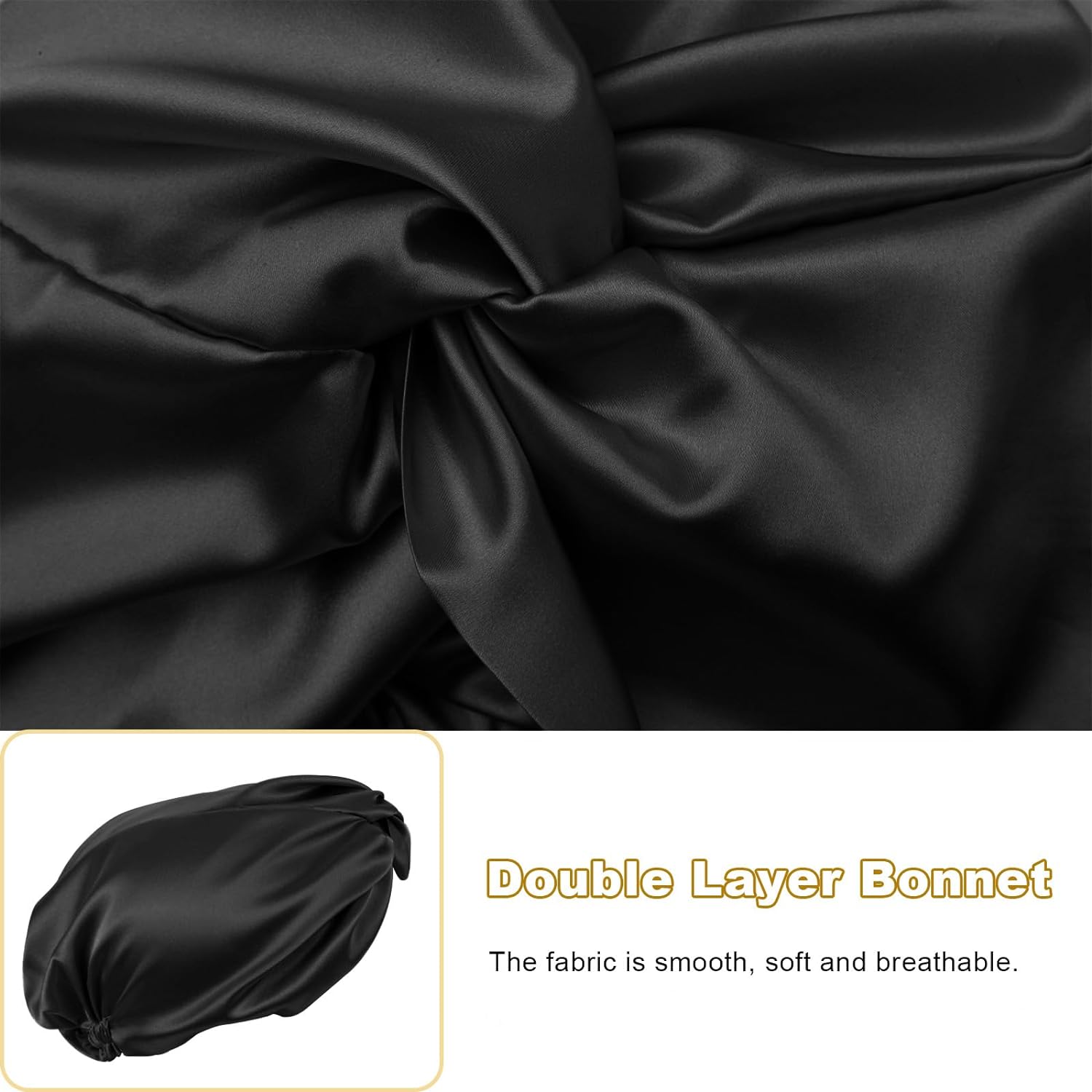 Satin Bonnet Silk Bonnet for Sleeping Women, Double-Layer Silk Hair Wrap with Elastic Band, Adjustable Shower Cap for Curly Straight Long Hair, Pink