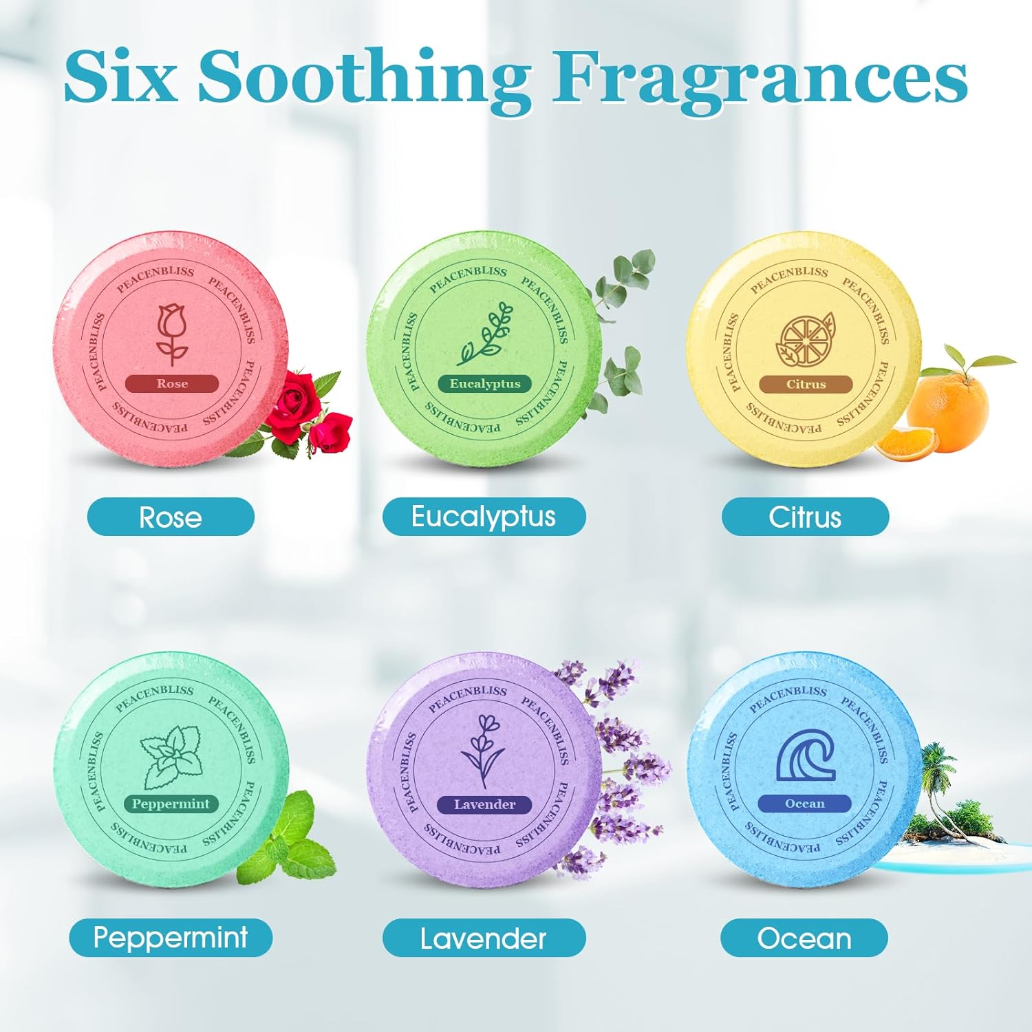 PeaceNBliss Shower Steamers, 6 Pack Bath Bombs, Shower Tablets for Halloween, Christmas, Birthday Gifts for Men and Women Who Have Everything(6 Scents)