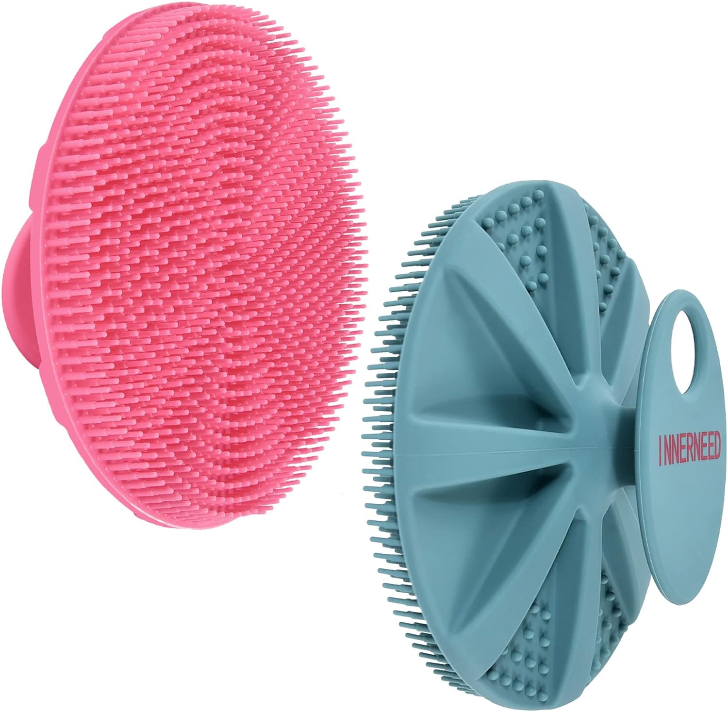 INNERNEED Food-Grade Soft Silicone Body Scrubber Shower Brush Handheld Cleansing Skin Brush, Gentle Exfoliating and Lather Well (Black)