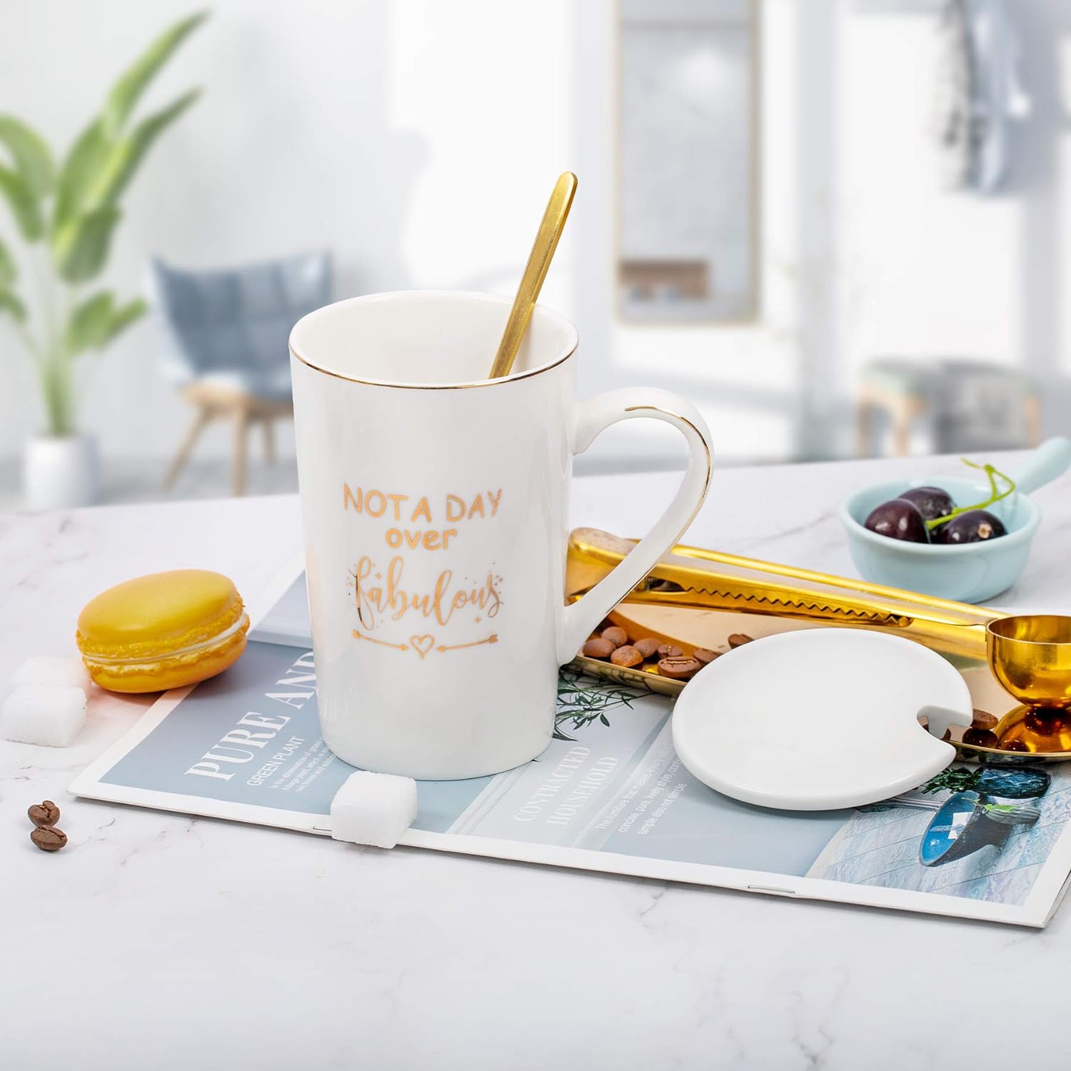 Jumway Not A Day Over Fabulous Mug Gifts Set- Birthday Gifts for Women - Funny Birthday Gift Ideas for Her,Friends, Coworkers, Her, Wife, Mom, Daughter, Sister, Aunt Ceramic Marble Mug 14 Oz