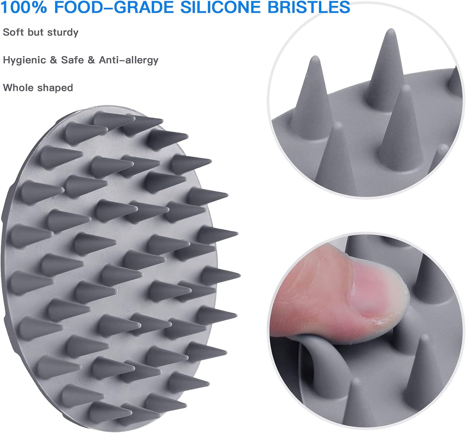 INNERNEED Food-Grade Soft Silicone Body Scrubber Shower Brush Handheld Cleansing Skin Brush, Gentle Exfoliating and Lather Well (Black)