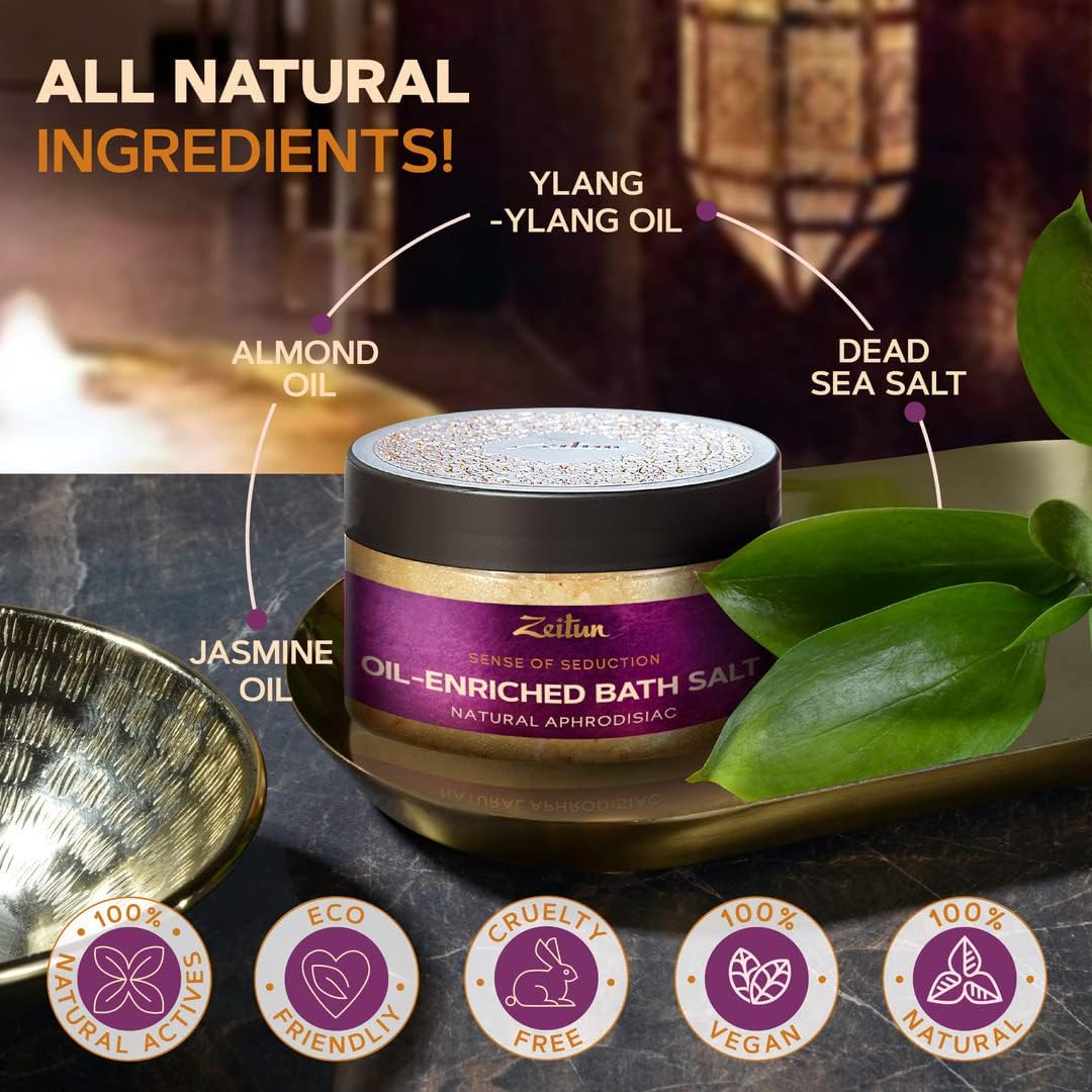 Natural Bath Salt with Himalayan Pink & Dead Sea Salt | Rejuvenating Oil - Enriched Salts with Rose & Peach Essential Oils | Unique Relaxing SPA Gift for Women | Detox Body & Foot Soak