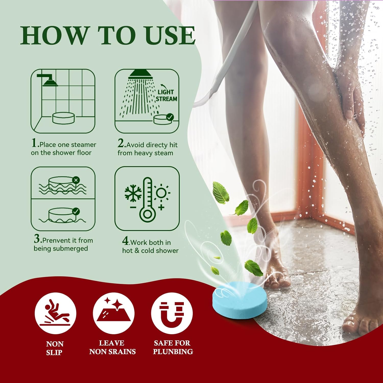 Shower Steamers Aromatherapy 6 Packs Shower Tablets with Essential Oil for Home SPA & Self Care, Stress Relief, Birthday Gifts for Women and Men, Eucalyptus Shower Bath Bombs - BABYPEACH